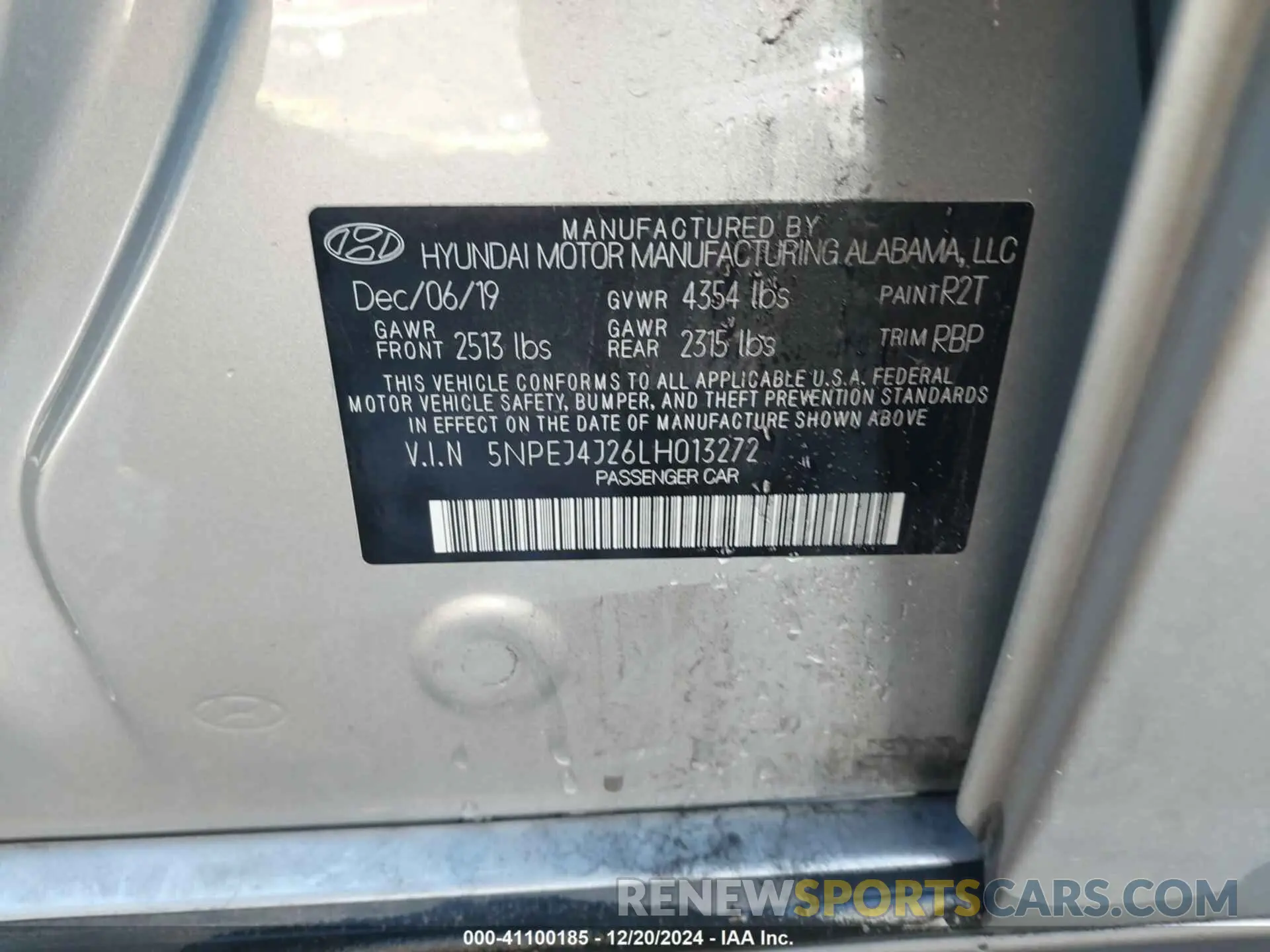 9 Photograph of a damaged car 5NPEJ4J26LH013272 HYUNDAI SONATA 2020