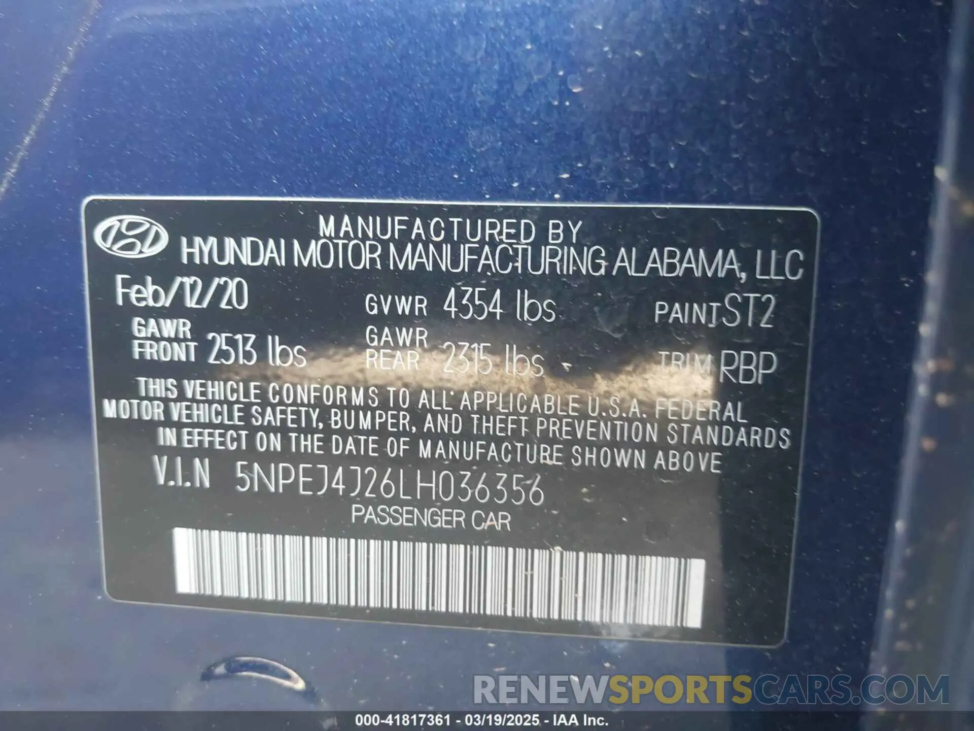 9 Photograph of a damaged car 5NPEJ4J26LH036356 HYUNDAI SONATA 2020