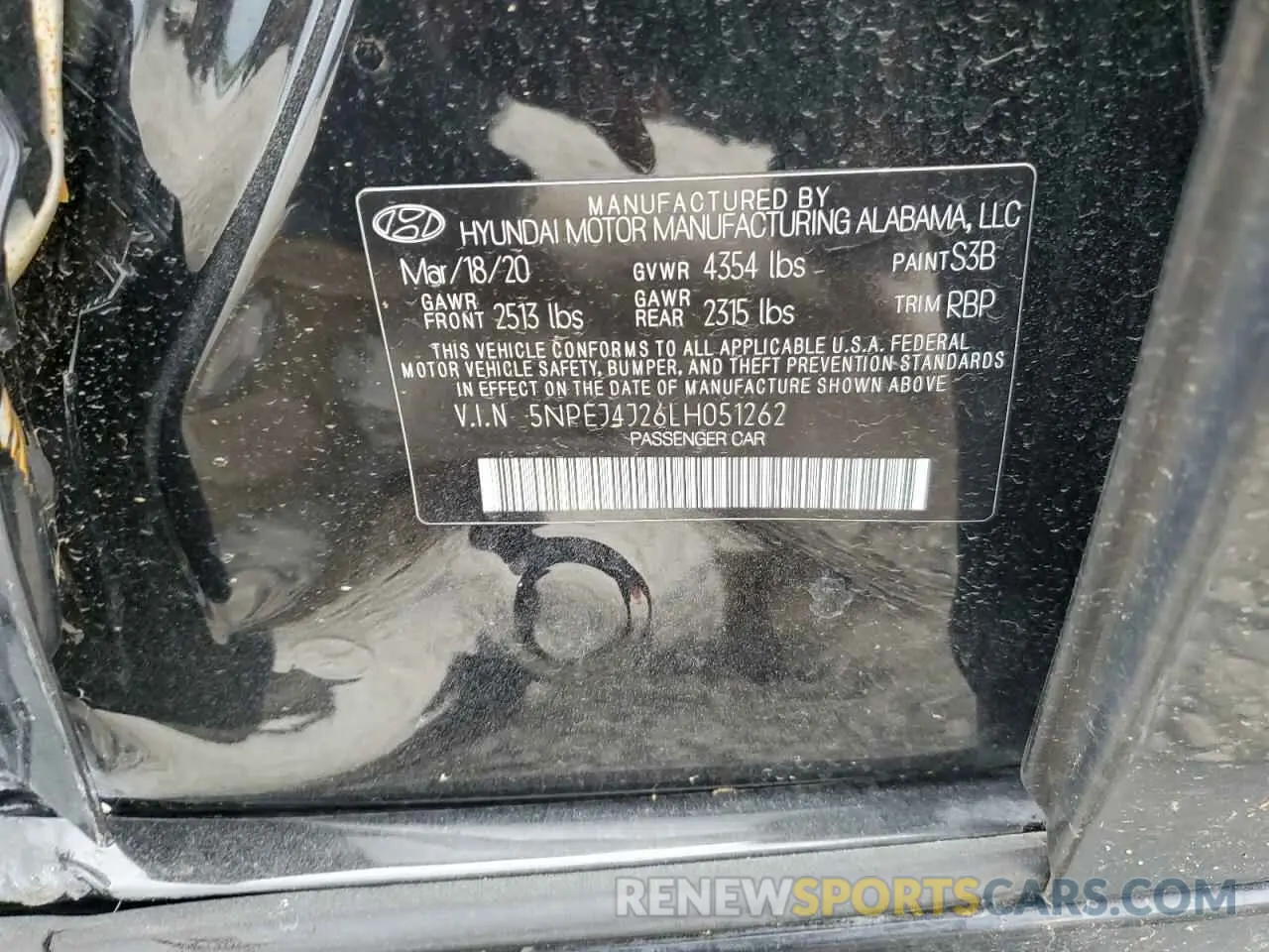 12 Photograph of a damaged car 5NPEJ4J26LH051262 HYUNDAI SONATA 2020