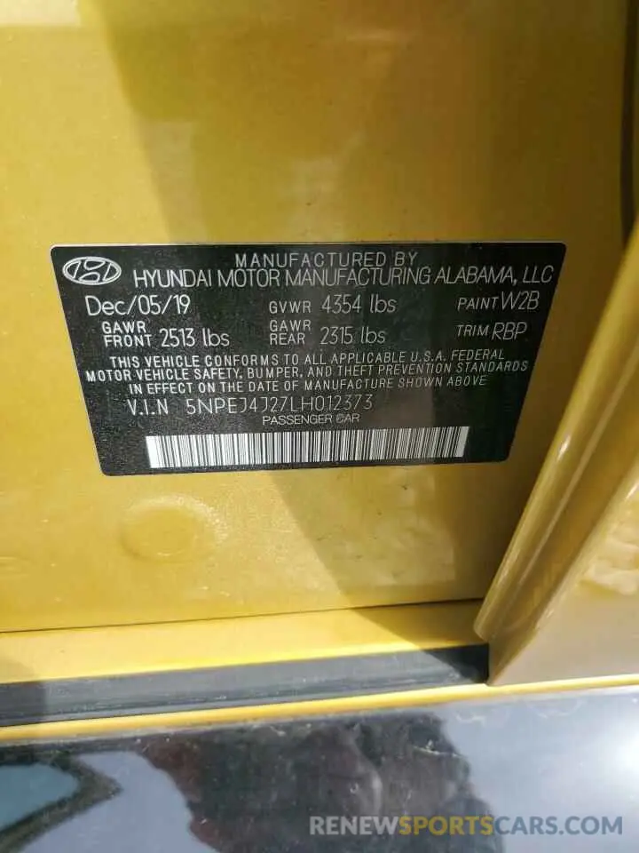 14 Photograph of a damaged car 5NPEJ4J27LH012373 HYUNDAI SONATA 2020