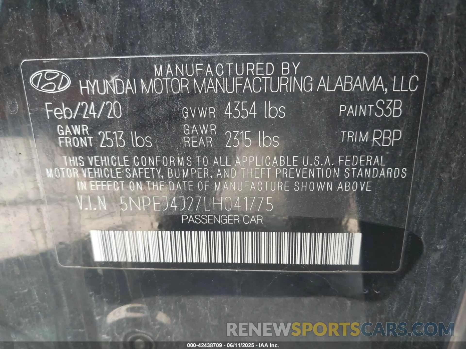 9 Photograph of a damaged car 5NPEJ4J27LH041775 HYUNDAI SONATA 2020