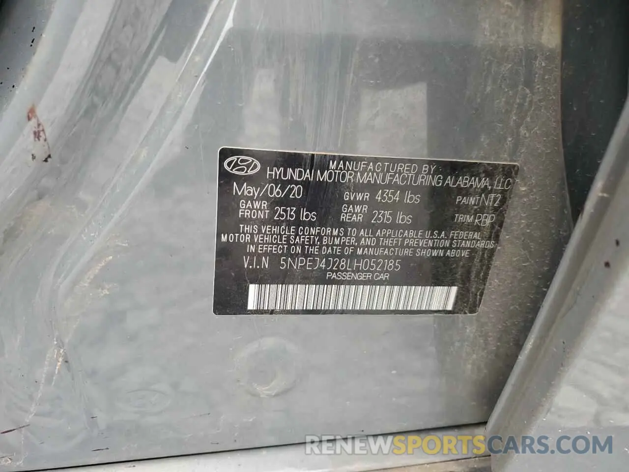 13 Photograph of a damaged car 5NPEJ4J28LH052185 HYUNDAI SONATA 2020
