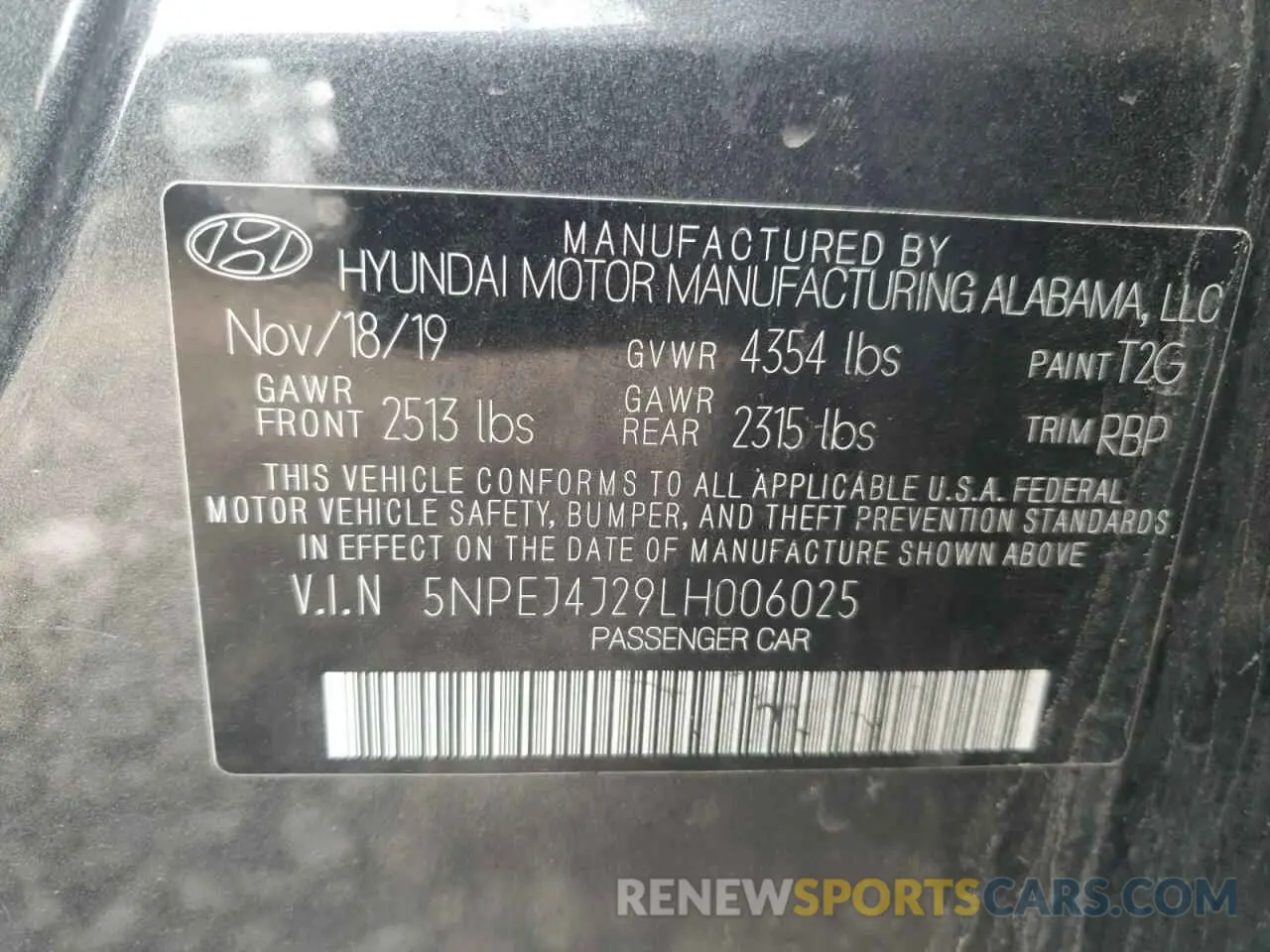 12 Photograph of a damaged car 5NPEJ4J29LH006025 HYUNDAI SONATA 2020