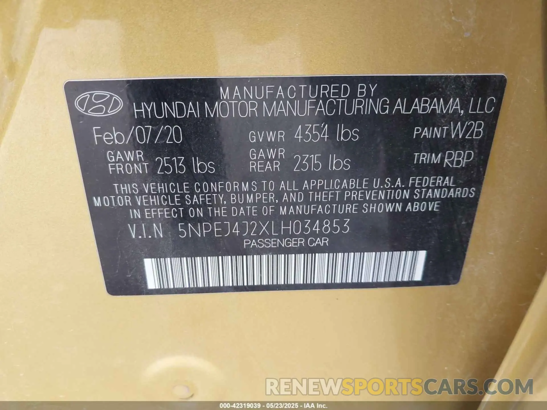 9 Photograph of a damaged car 5NPEJ4J2XLH034853 HYUNDAI SONATA 2020