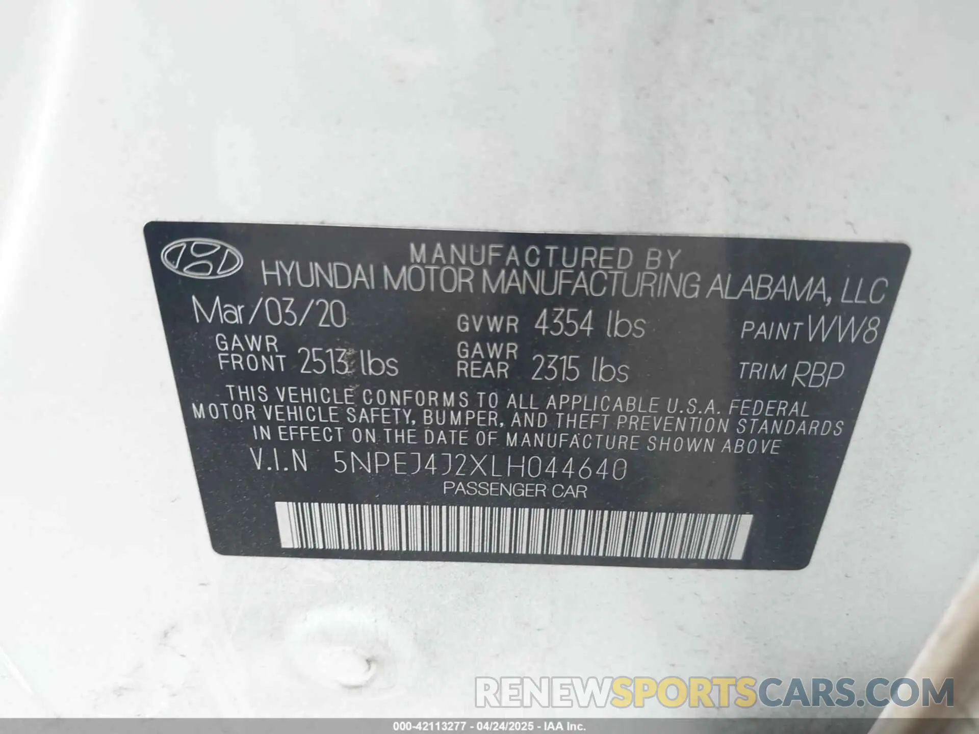 9 Photograph of a damaged car 5NPEJ4J2XLH044640 HYUNDAI SONATA 2020
