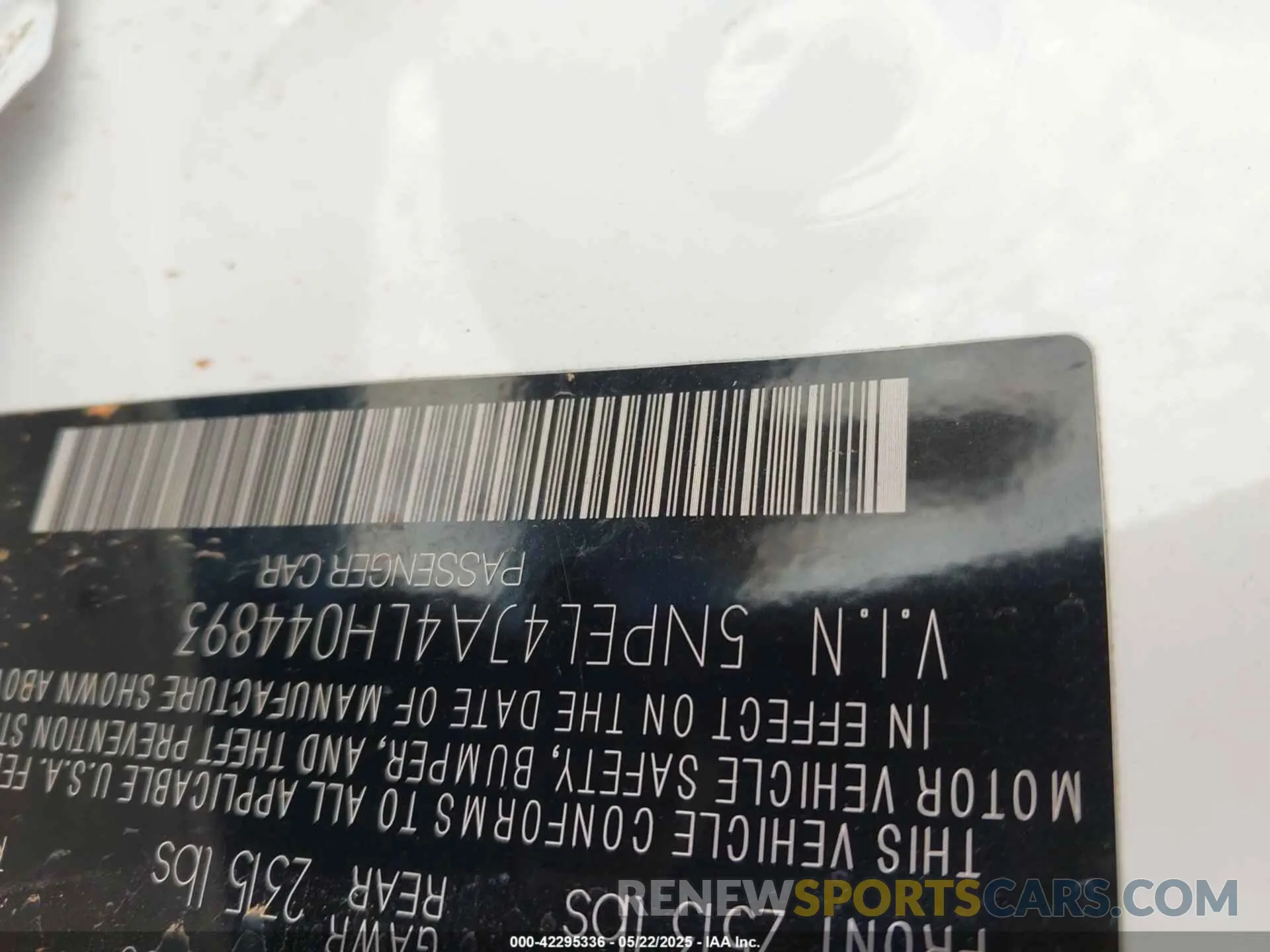 9 Photograph of a damaged car 5NPEL4JA4LH044893 HYUNDAI SONATA 2020