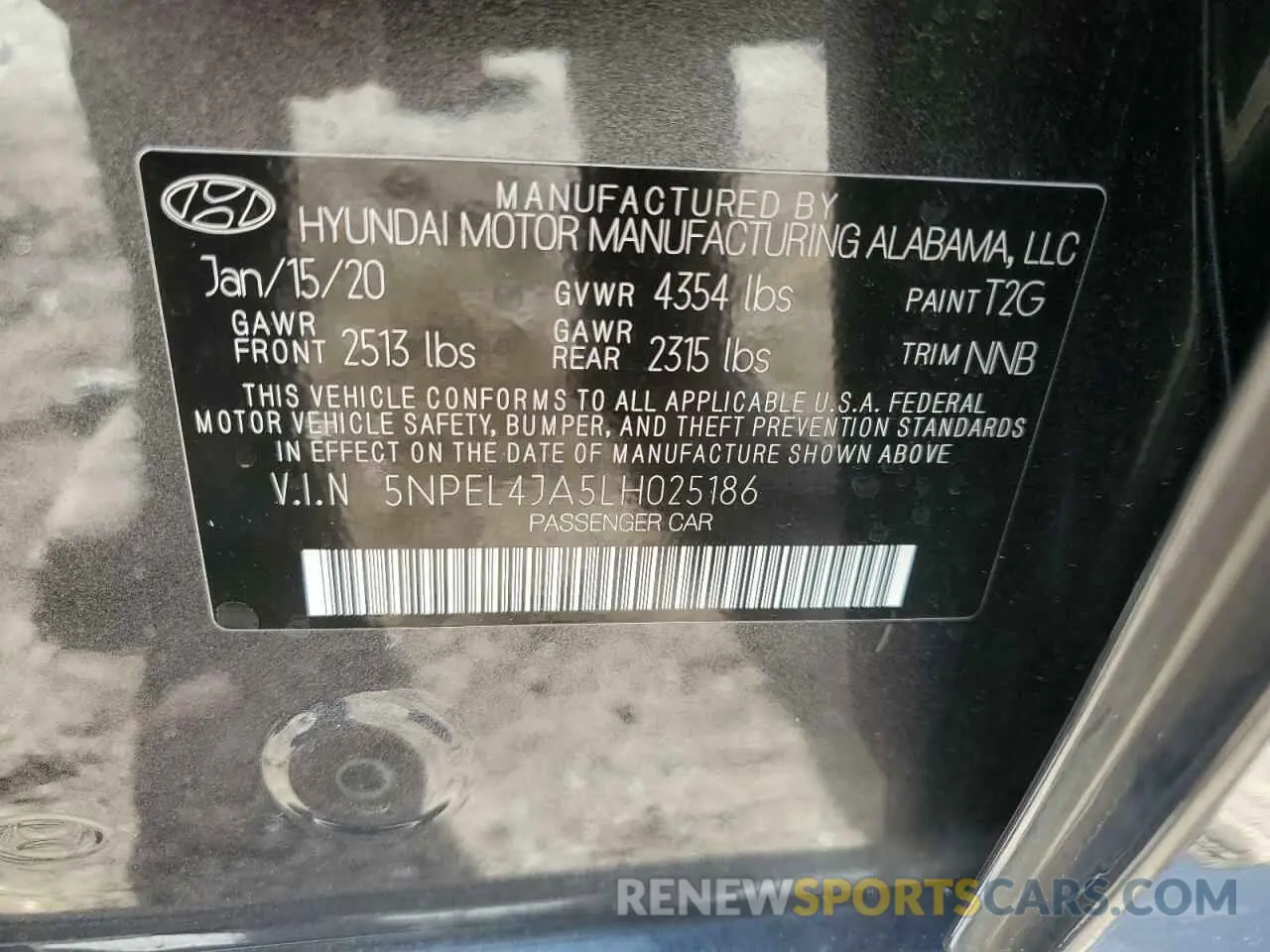 14 Photograph of a damaged car 5NPEL4JA5LH025186 HYUNDAI SONATA 2020