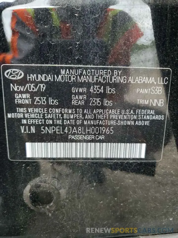 12 Photograph of a damaged car 5NPEL4JA8LH001965 HYUNDAI SONATA 2020