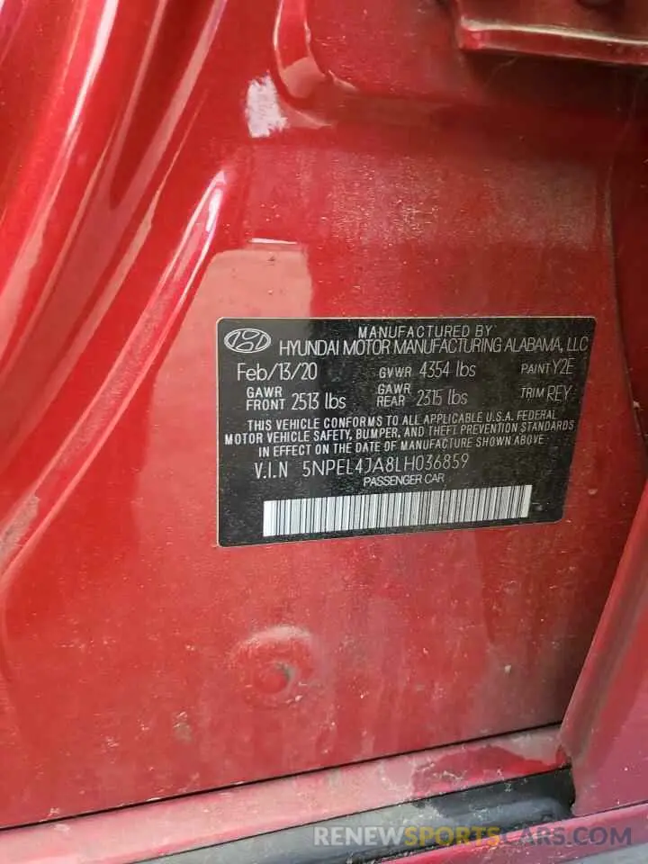 12 Photograph of a damaged car 5NPEL4JA8LH036859 HYUNDAI SONATA 2020
