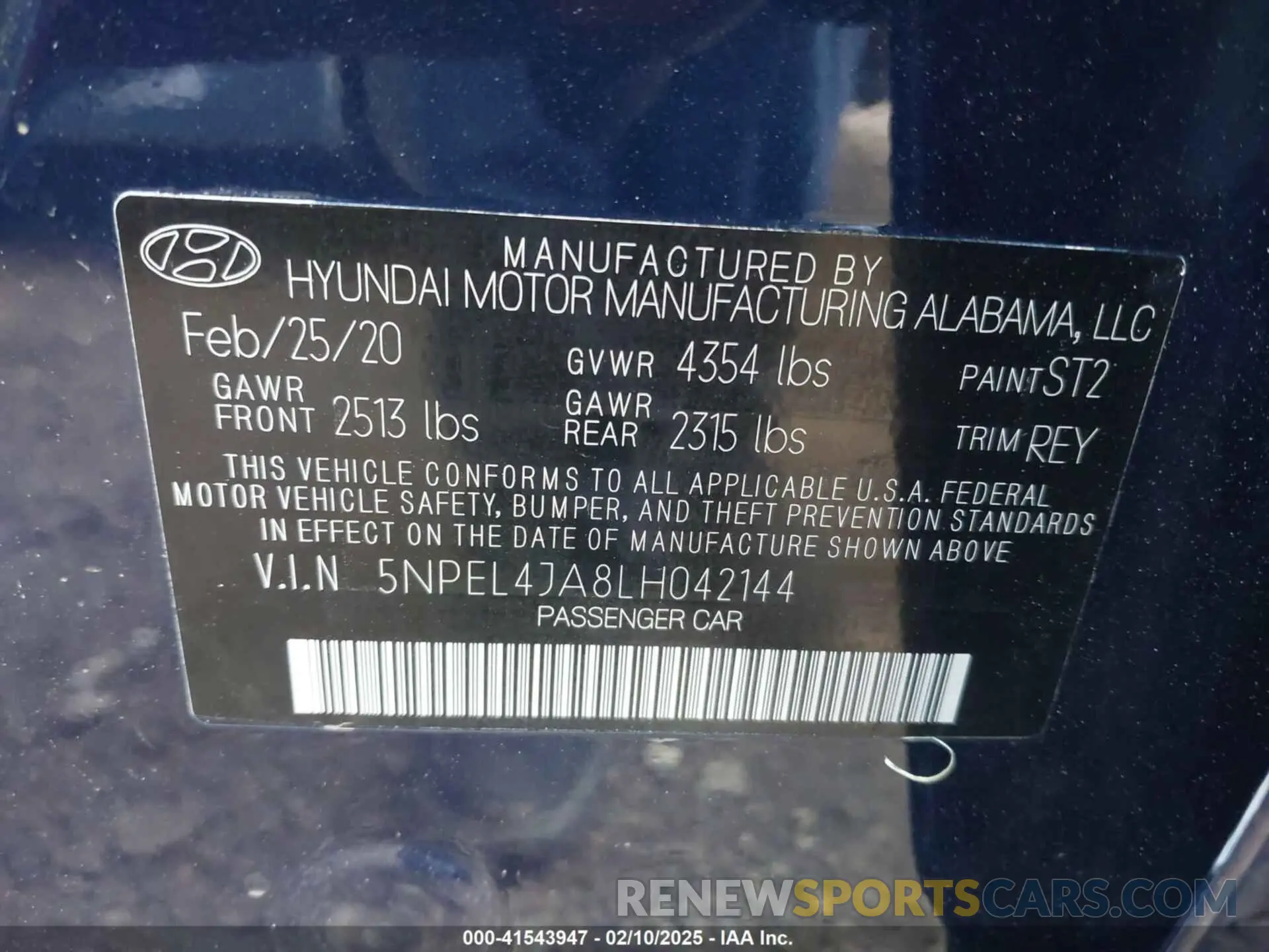 9 Photograph of a damaged car 5NPEL4JA8LH042144 HYUNDAI SONATA 2020