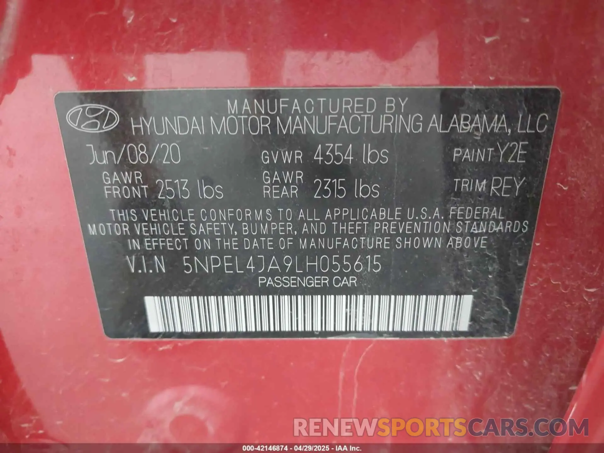 9 Photograph of a damaged car 5NPEL4JA9LH055615 HYUNDAI SONATA 2020