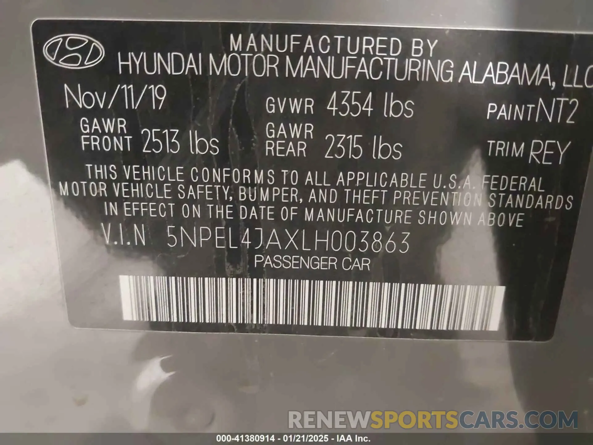 9 Photograph of a damaged car 5NPEL4JAXLH003863 HYUNDAI SONATA 2020