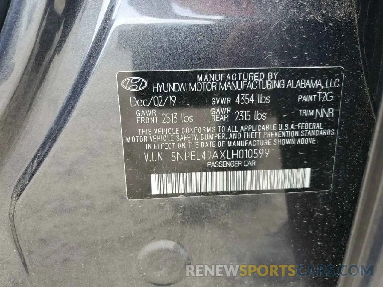 13 Photograph of a damaged car 5NPEL4JAXLH010599 HYUNDAI SONATA 2020