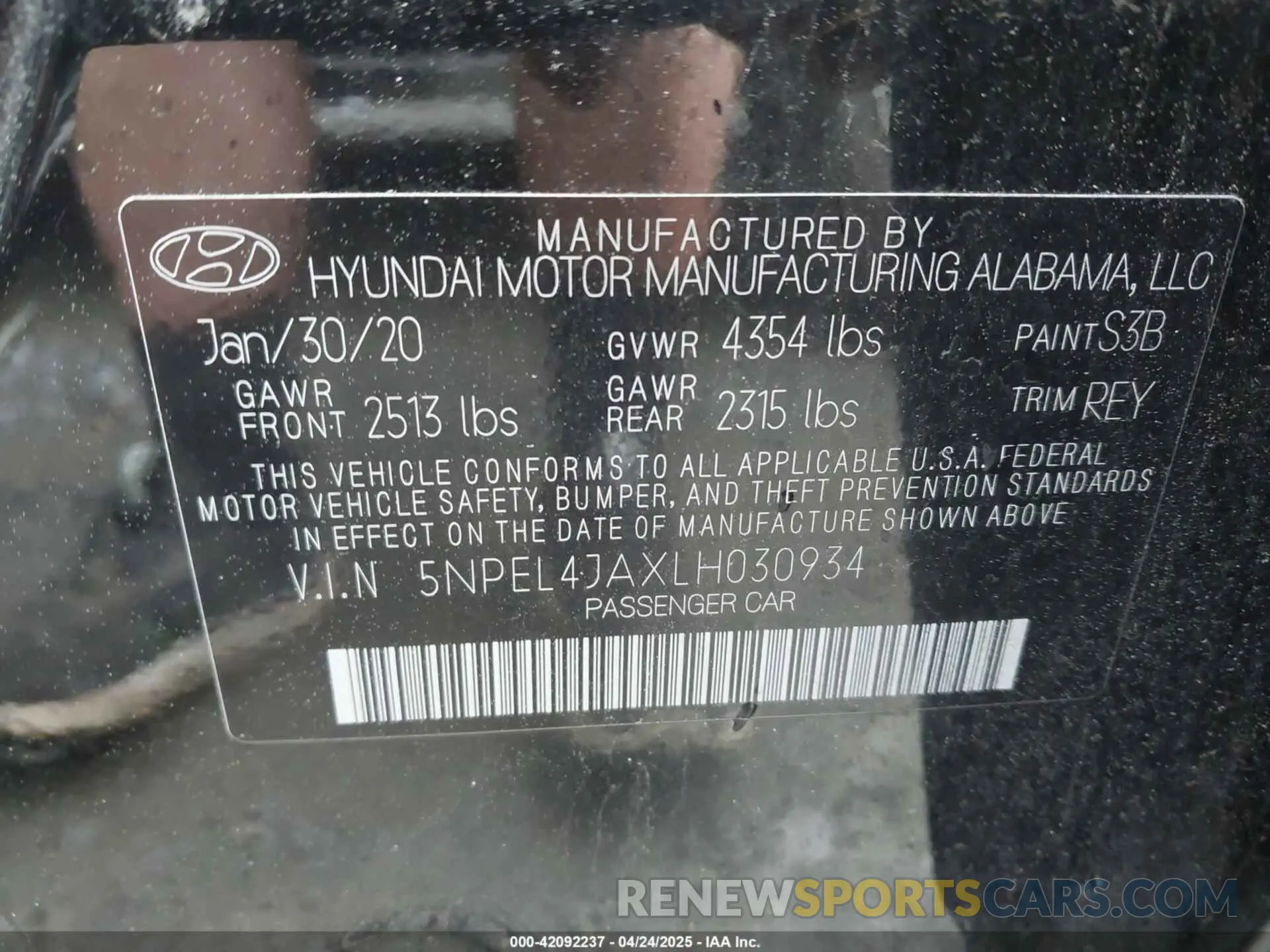 9 Photograph of a damaged car 5NPEL4JAXLH030934 HYUNDAI SONATA 2020