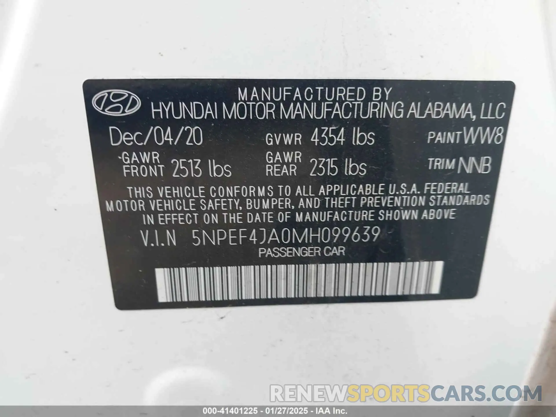 9 Photograph of a damaged car 5NPEF4JA0MH099639 HYUNDAI SONATA 2021