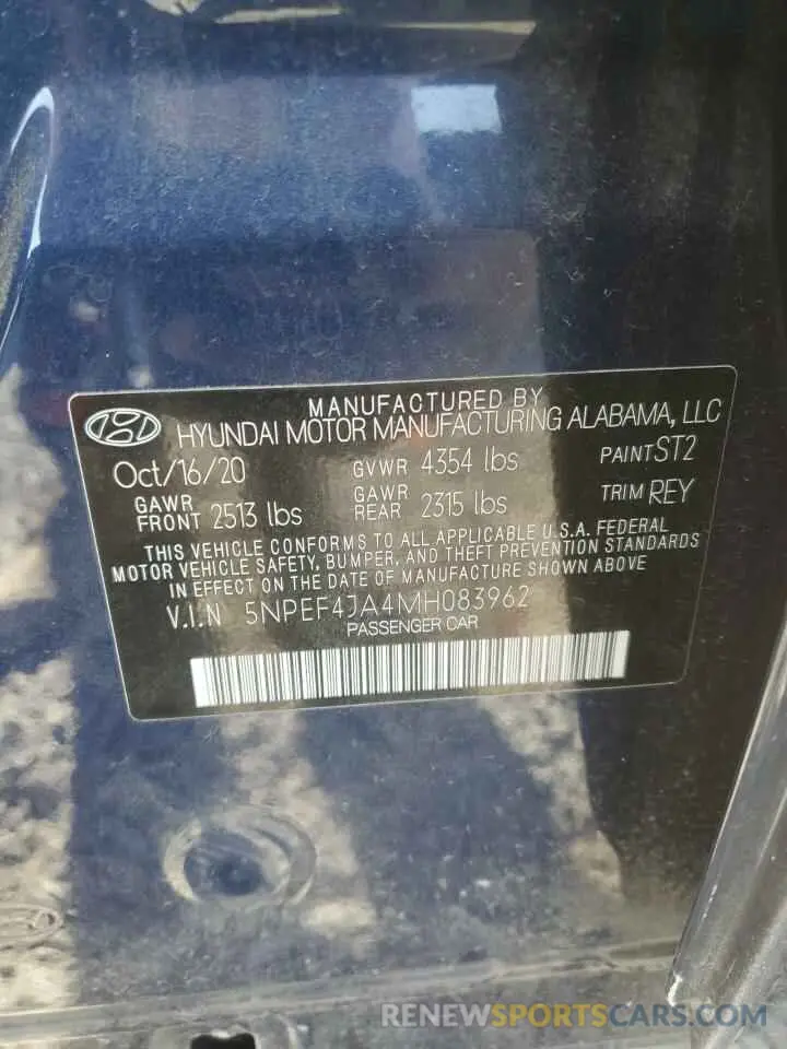 13 Photograph of a damaged car 5NPEF4JA4MH083962 HYUNDAI SONATA 2021