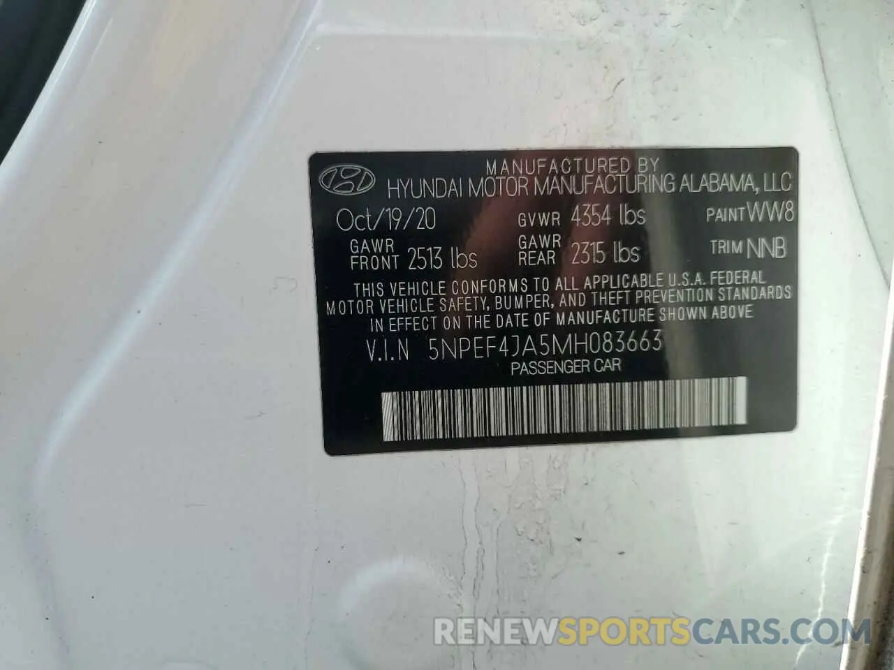 12 Photograph of a damaged car 5NPEF4JA5MH083663 HYUNDAI SONATA 2021
