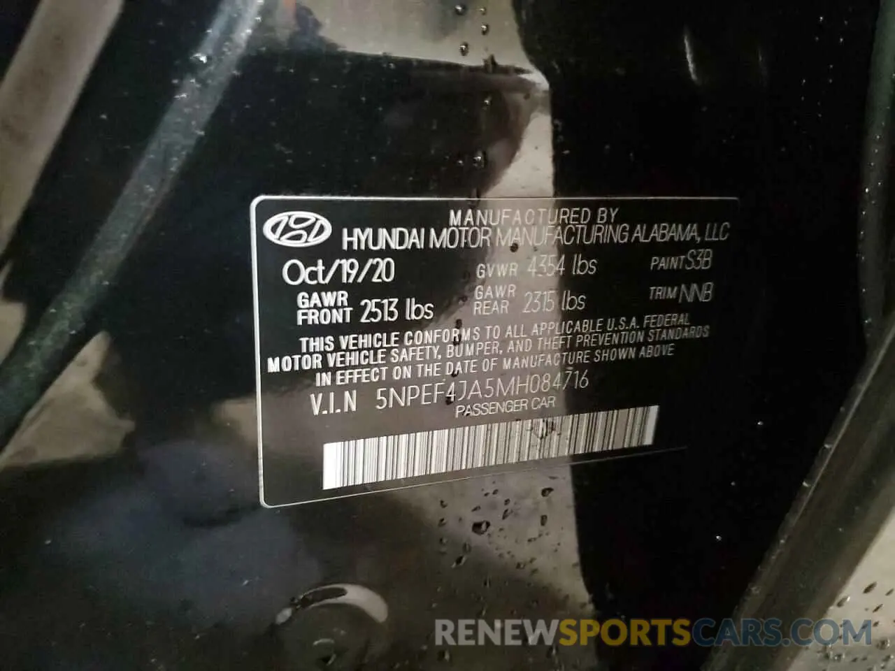 12 Photograph of a damaged car 5NPEF4JA5MH084716 HYUNDAI SONATA 2021