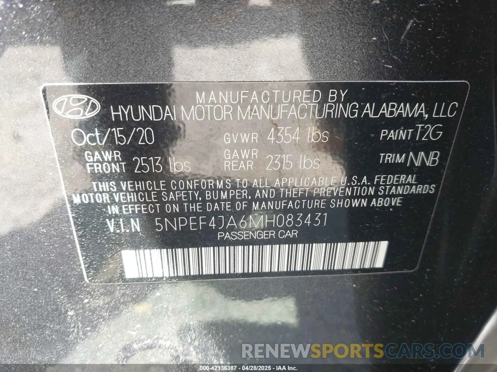 9 Photograph of a damaged car 5NPEF4JA6MH083431 HYUNDAI SONATA 2021