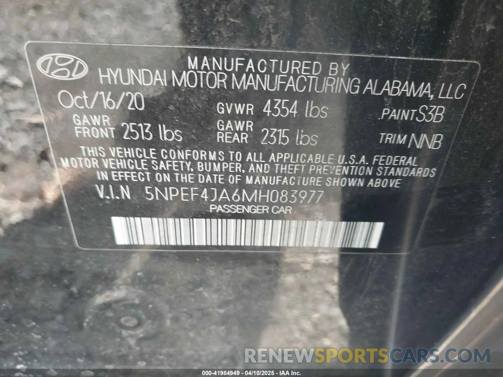 9 Photograph of a damaged car 5NPEF4JA6MH083977 HYUNDAI SONATA 2021