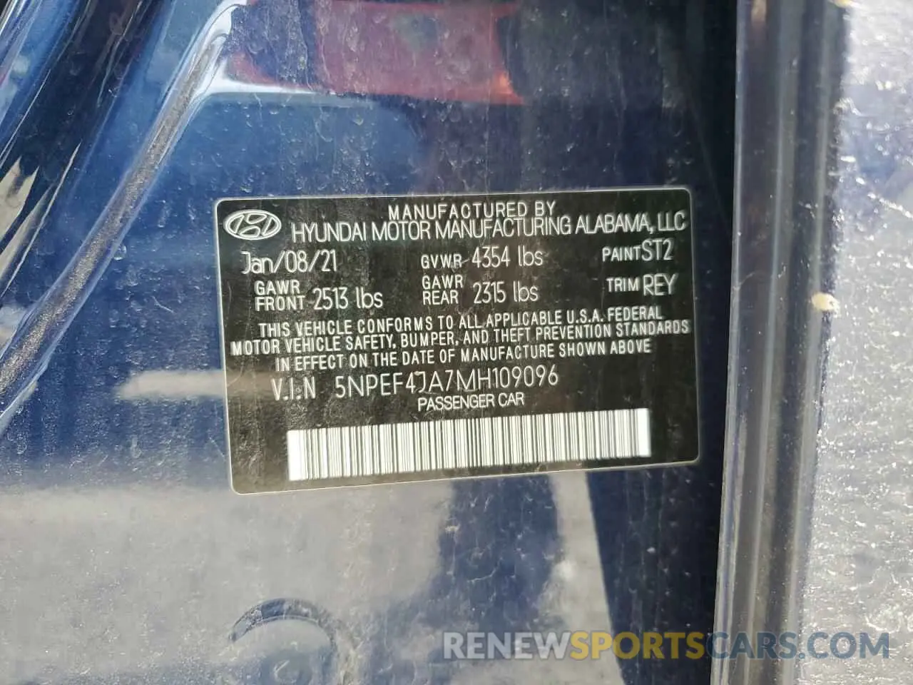 12 Photograph of a damaged car 5NPEF4JA7MH109096 HYUNDAI SONATA 2021
