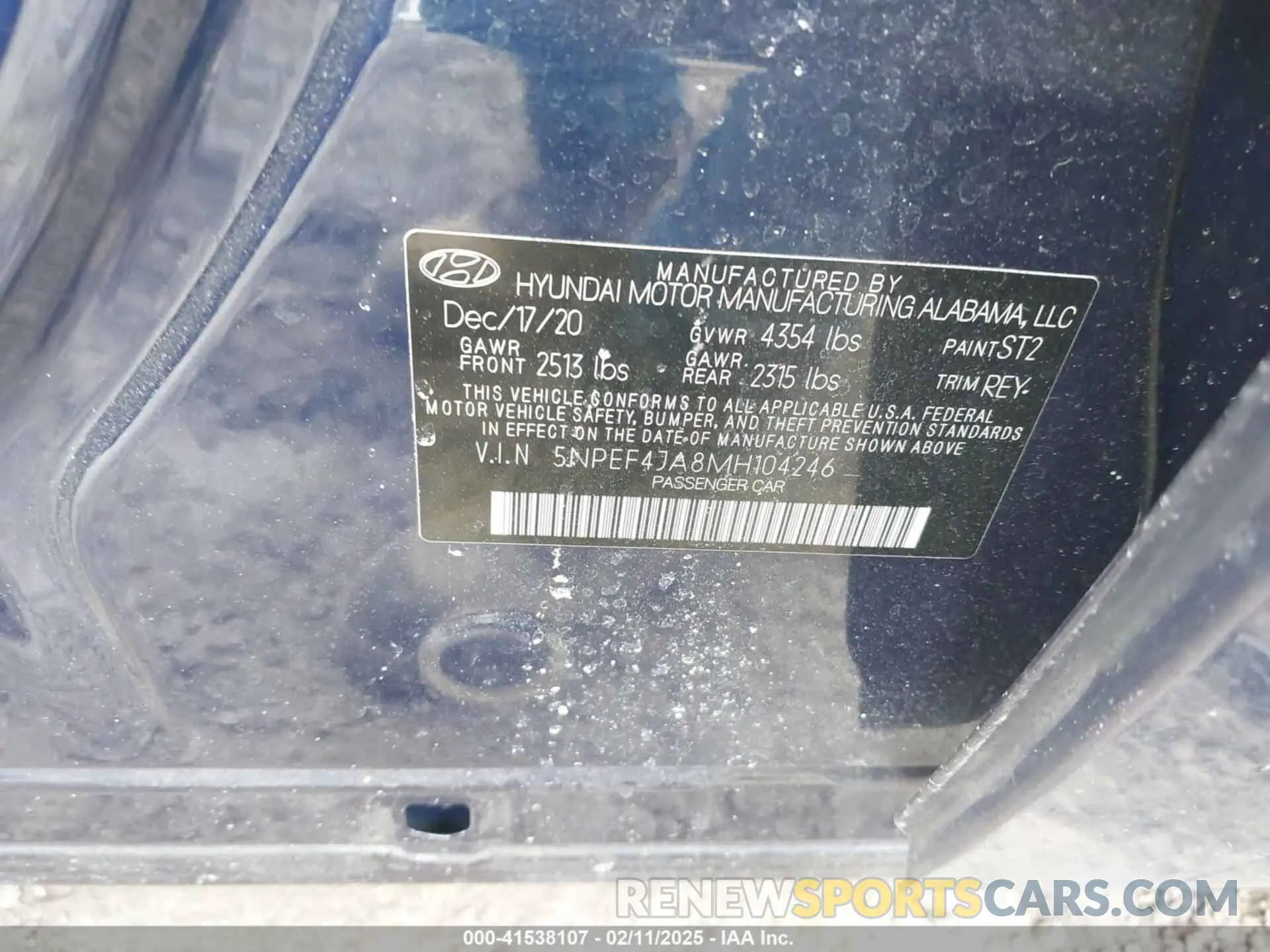 9 Photograph of a damaged car 5NPEF4JA8MH104246 HYUNDAI SONATA 2021
