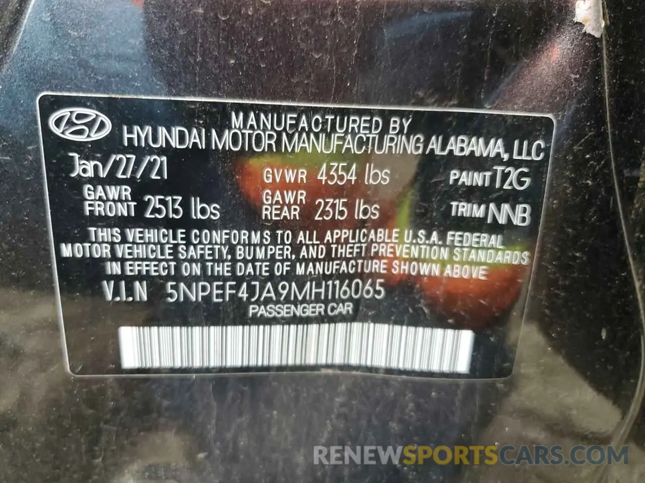 12 Photograph of a damaged car 5NPEF4JA9MH116065 HYUNDAI SONATA 2021
