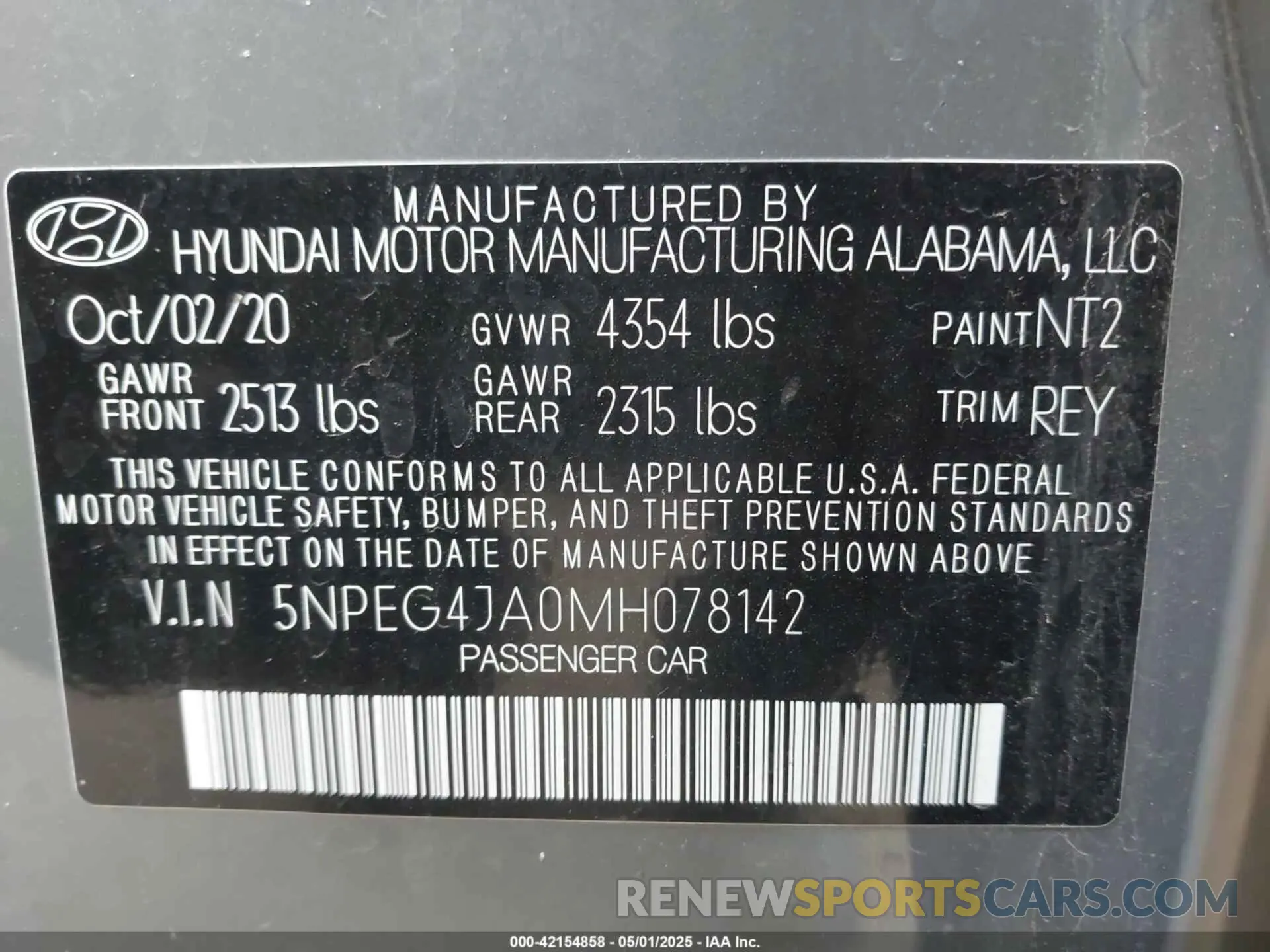 9 Photograph of a damaged car 5NPEG4JA0MH078142 HYUNDAI SONATA 2021