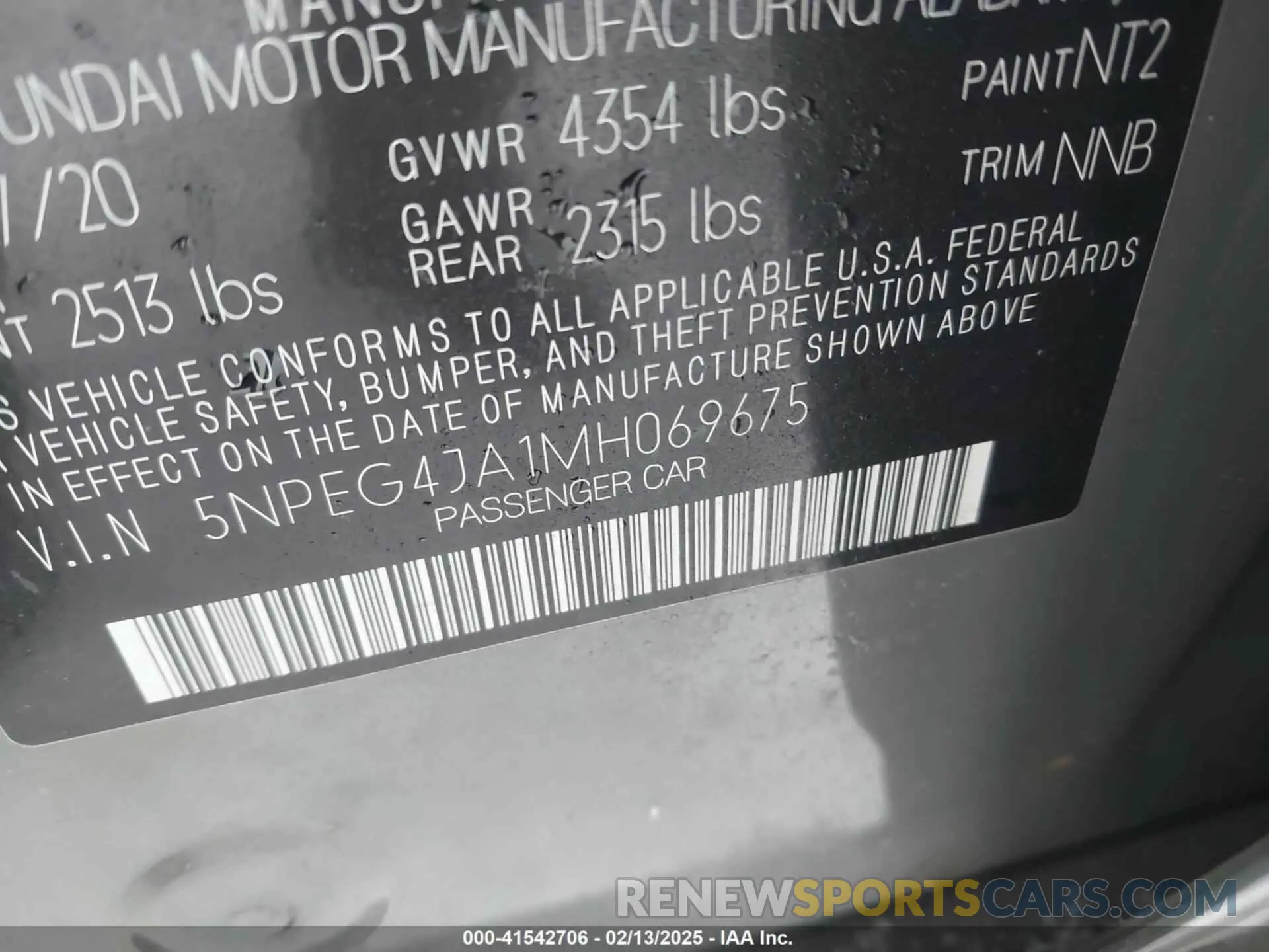 9 Photograph of a damaged car 5NPEG4JA1MH069675 HYUNDAI SONATA 2021