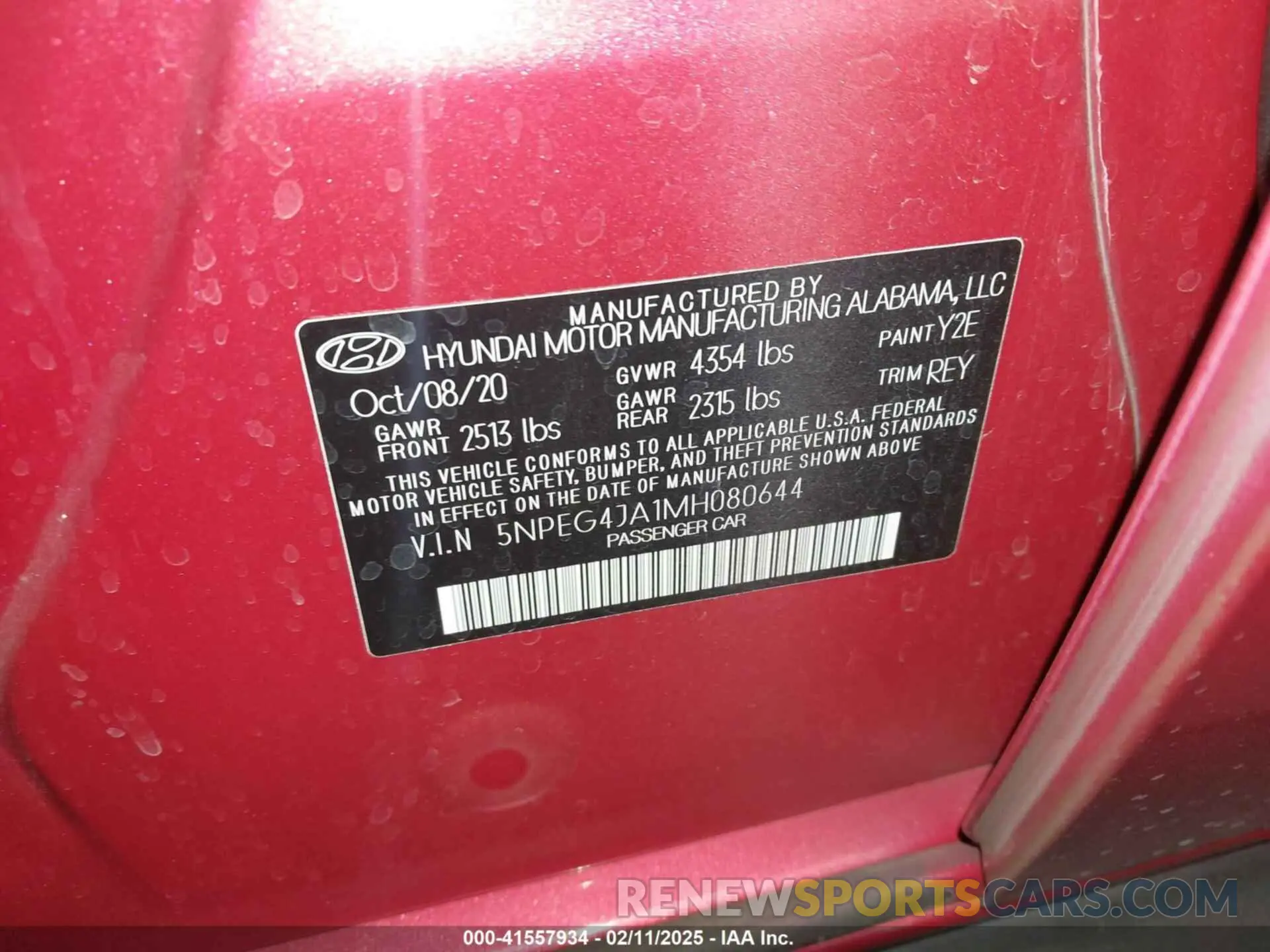 9 Photograph of a damaged car 5NPEG4JA1MH080644 HYUNDAI SONATA 2021