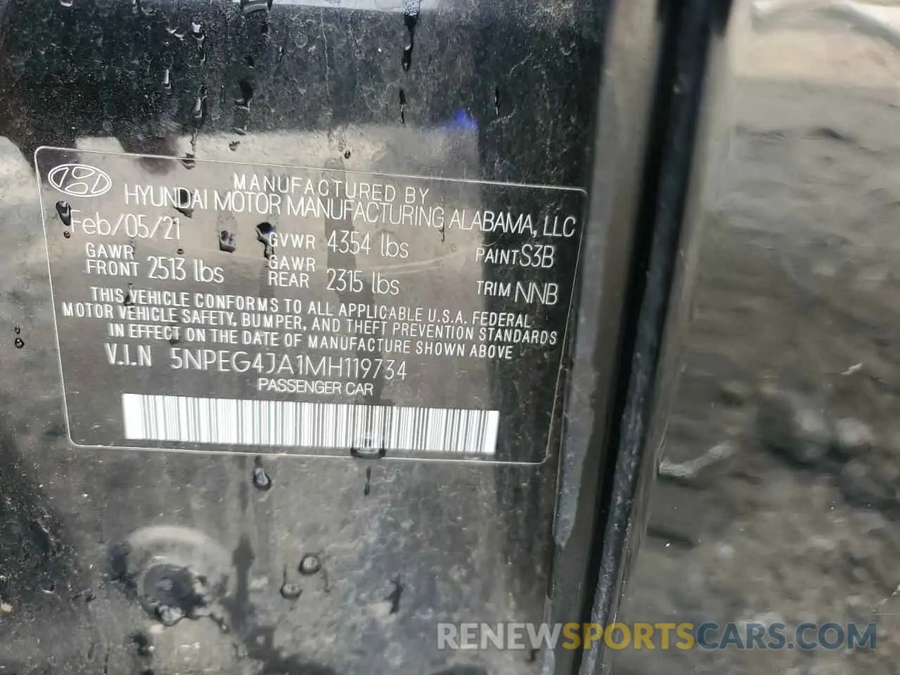 12 Photograph of a damaged car 5NPEG4JA1MH119734 HYUNDAI SONATA 2021