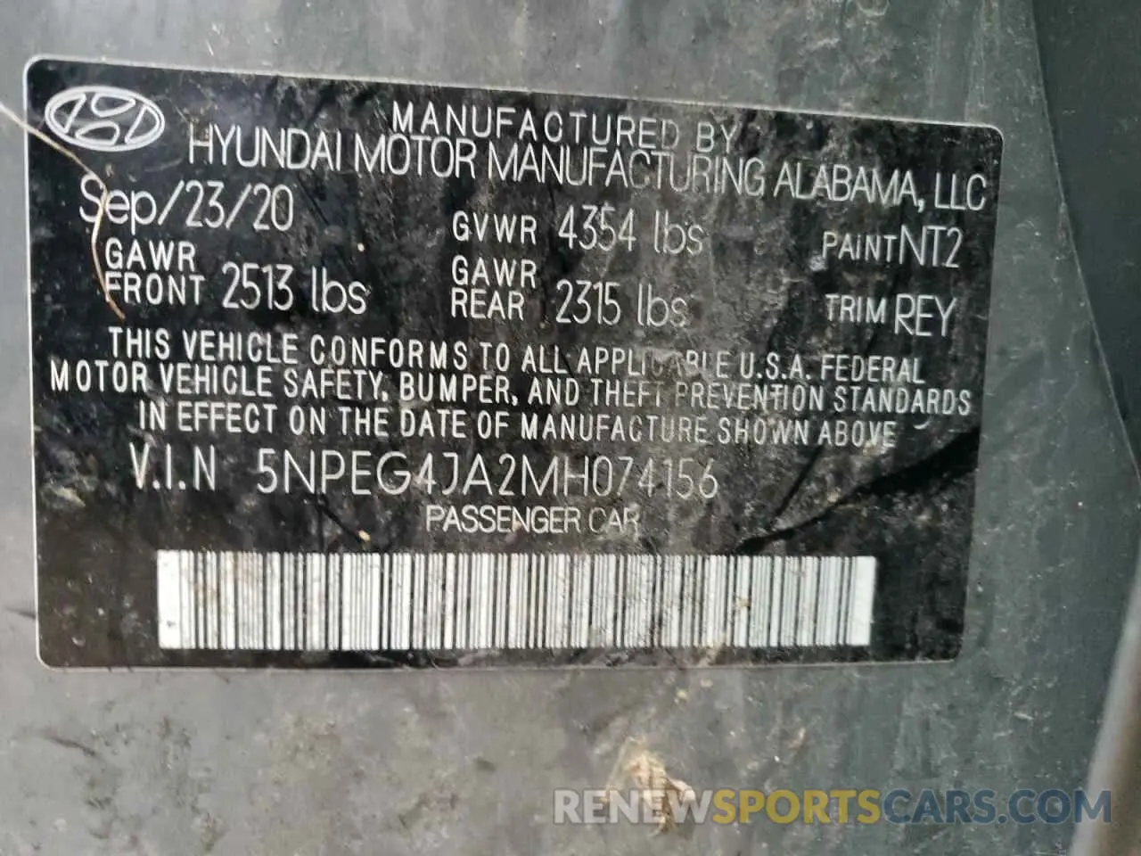 12 Photograph of a damaged car 5NPEG4JA2MH074156 HYUNDAI SONATA 2021