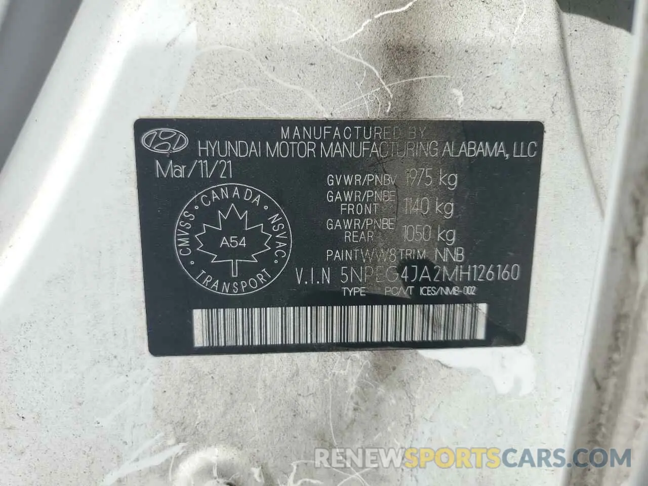 13 Photograph of a damaged car 5NPEG4JA2MH126160 HYUNDAI SONATA 2021