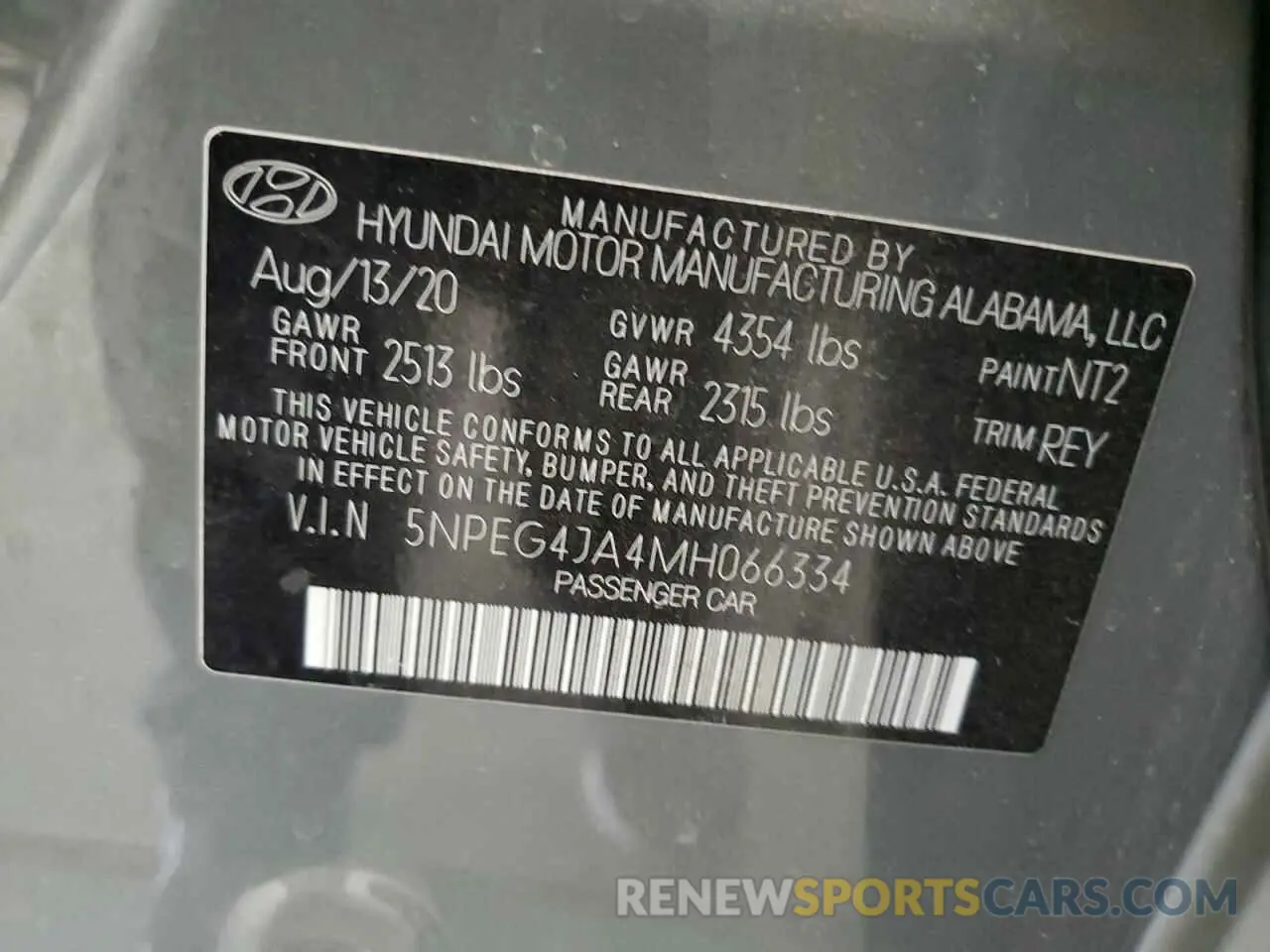 13 Photograph of a damaged car 5NPEG4JA4MH066334 HYUNDAI SONATA 2021