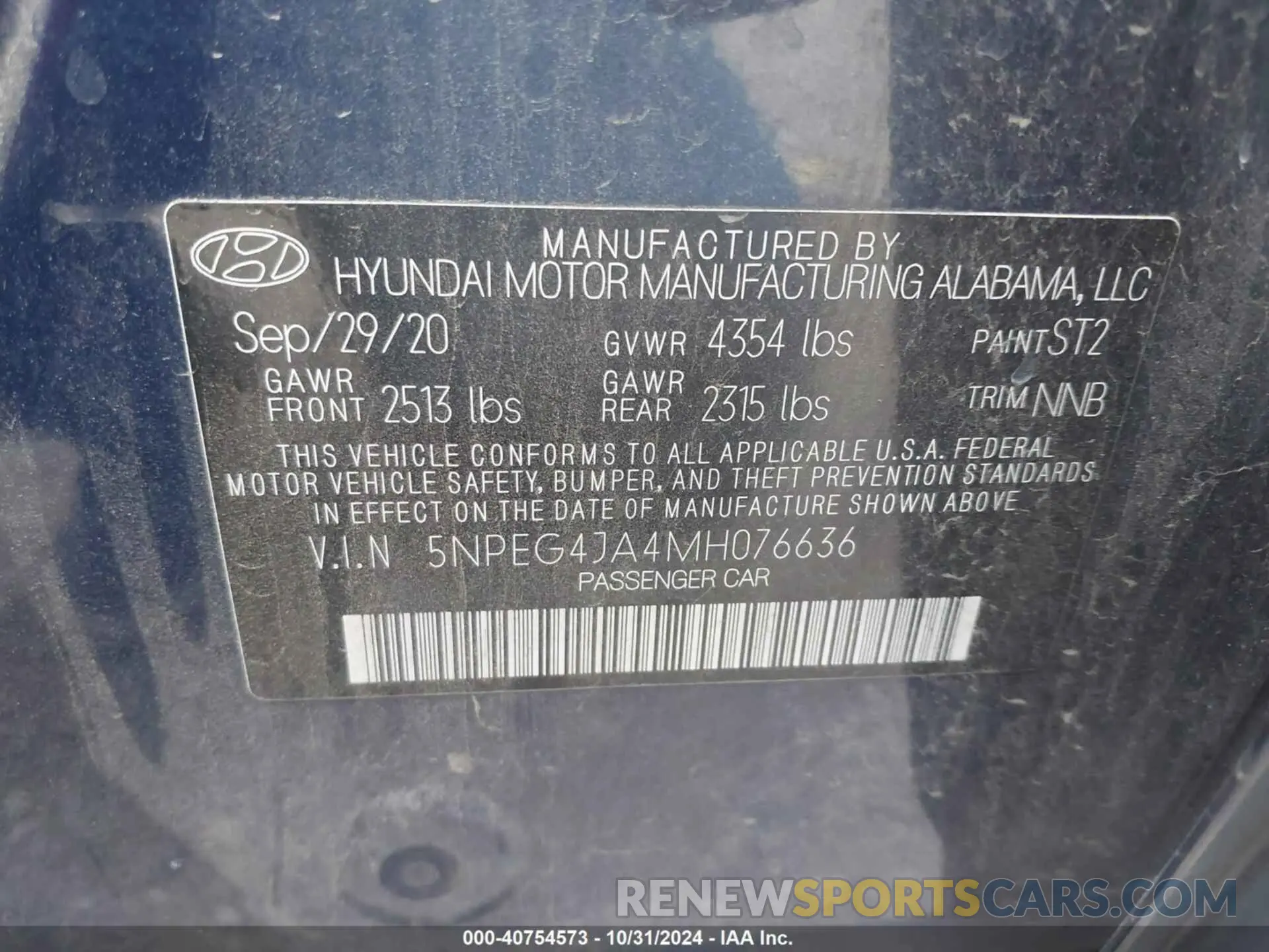 9 Photograph of a damaged car 5NPEG4JA4MH076636 HYUNDAI SONATA 2021