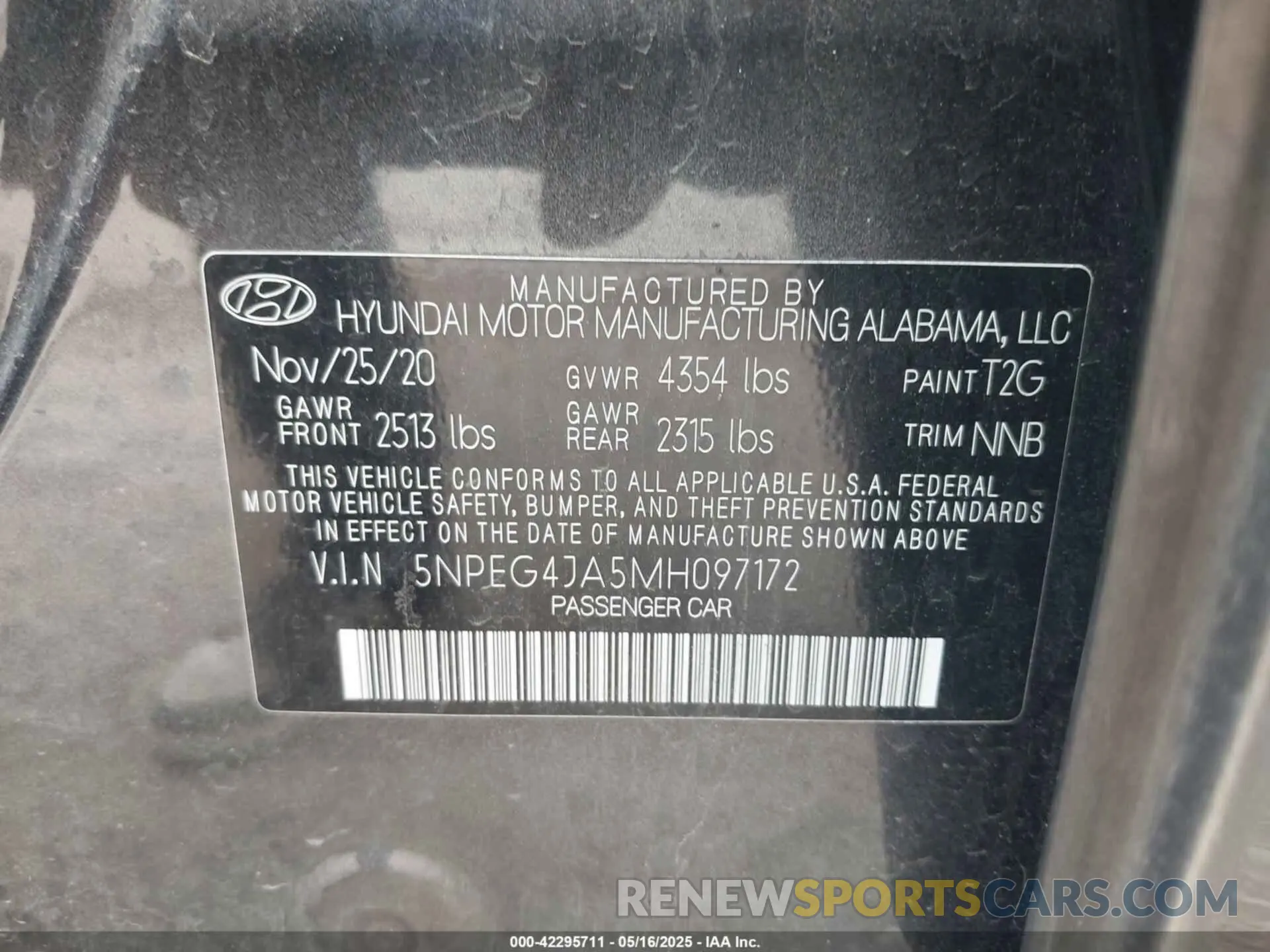 9 Photograph of a damaged car 5NPEG4JA5MH097172 HYUNDAI SONATA 2021