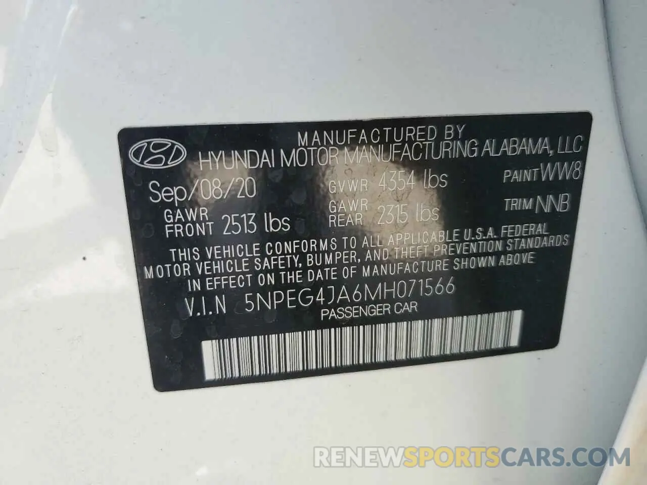 13 Photograph of a damaged car 5NPEG4JA6MH071566 HYUNDAI SONATA 2021