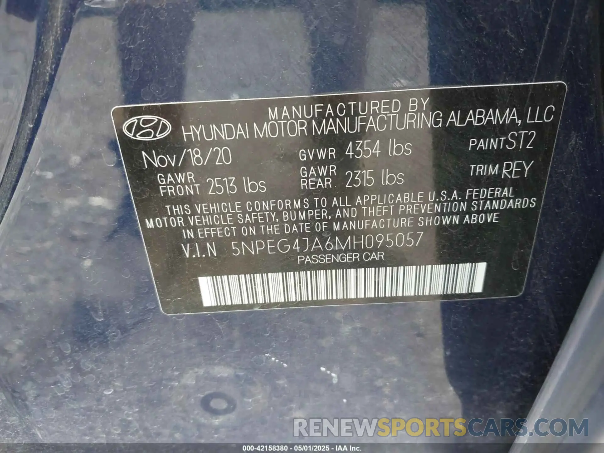 9 Photograph of a damaged car 5NPEG4JA6MH095057 HYUNDAI SONATA 2021