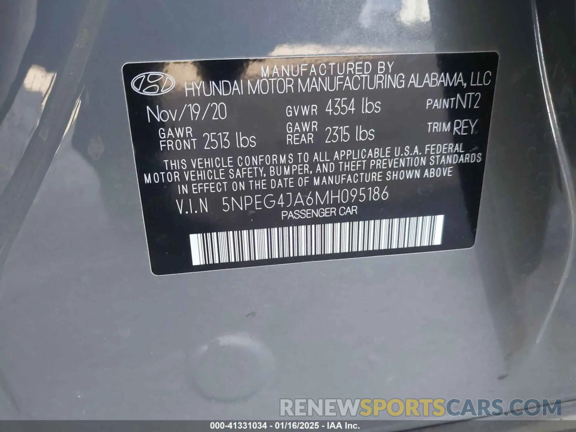 9 Photograph of a damaged car 5NPEG4JA6MH095186 HYUNDAI SONATA 2021