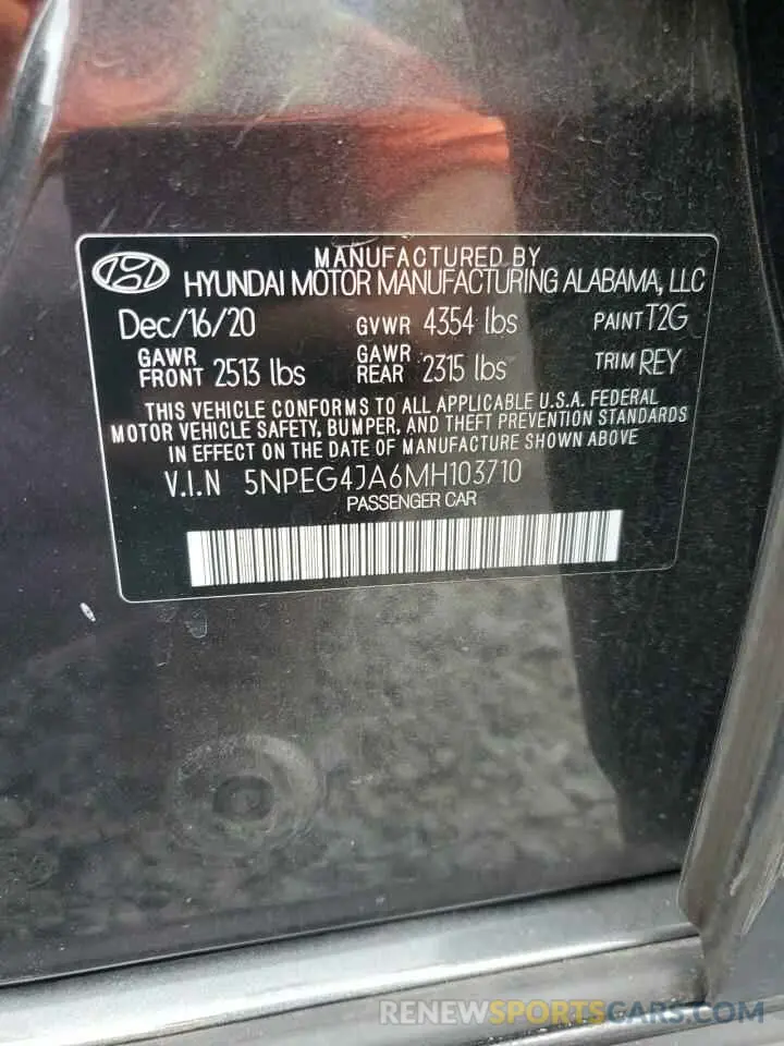 12 Photograph of a damaged car 5NPEG4JA6MH103710 HYUNDAI SONATA 2021