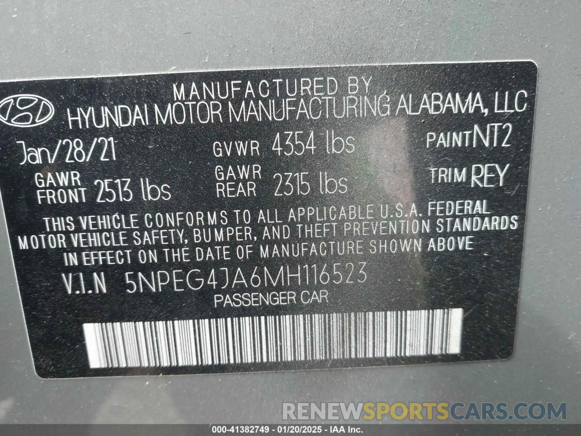 9 Photograph of a damaged car 5NPEG4JA6MH116523 HYUNDAI SONATA 2021