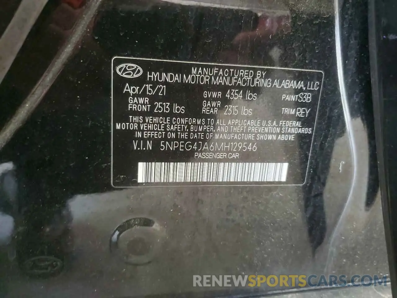 12 Photograph of a damaged car 5NPEG4JA6MH129546 HYUNDAI SONATA 2021