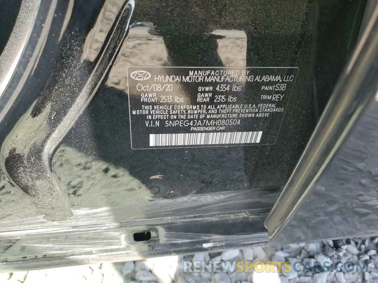 13 Photograph of a damaged car 5NPEG4JA7MH080504 HYUNDAI SONATA 2021