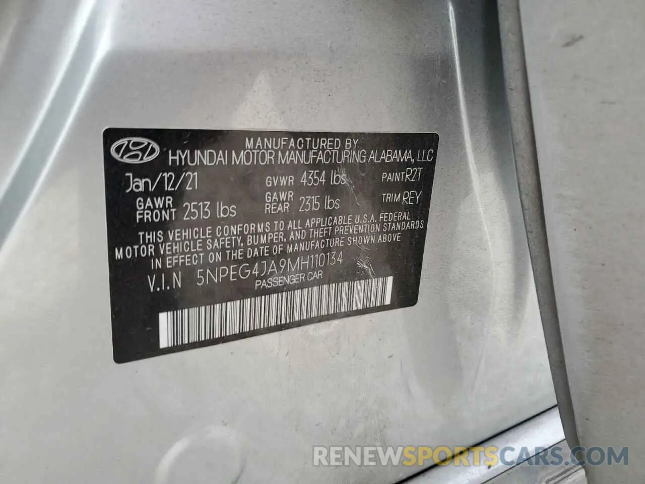 14 Photograph of a damaged car 5NPEG4JA9MH110134 HYUNDAI SONATA 2021