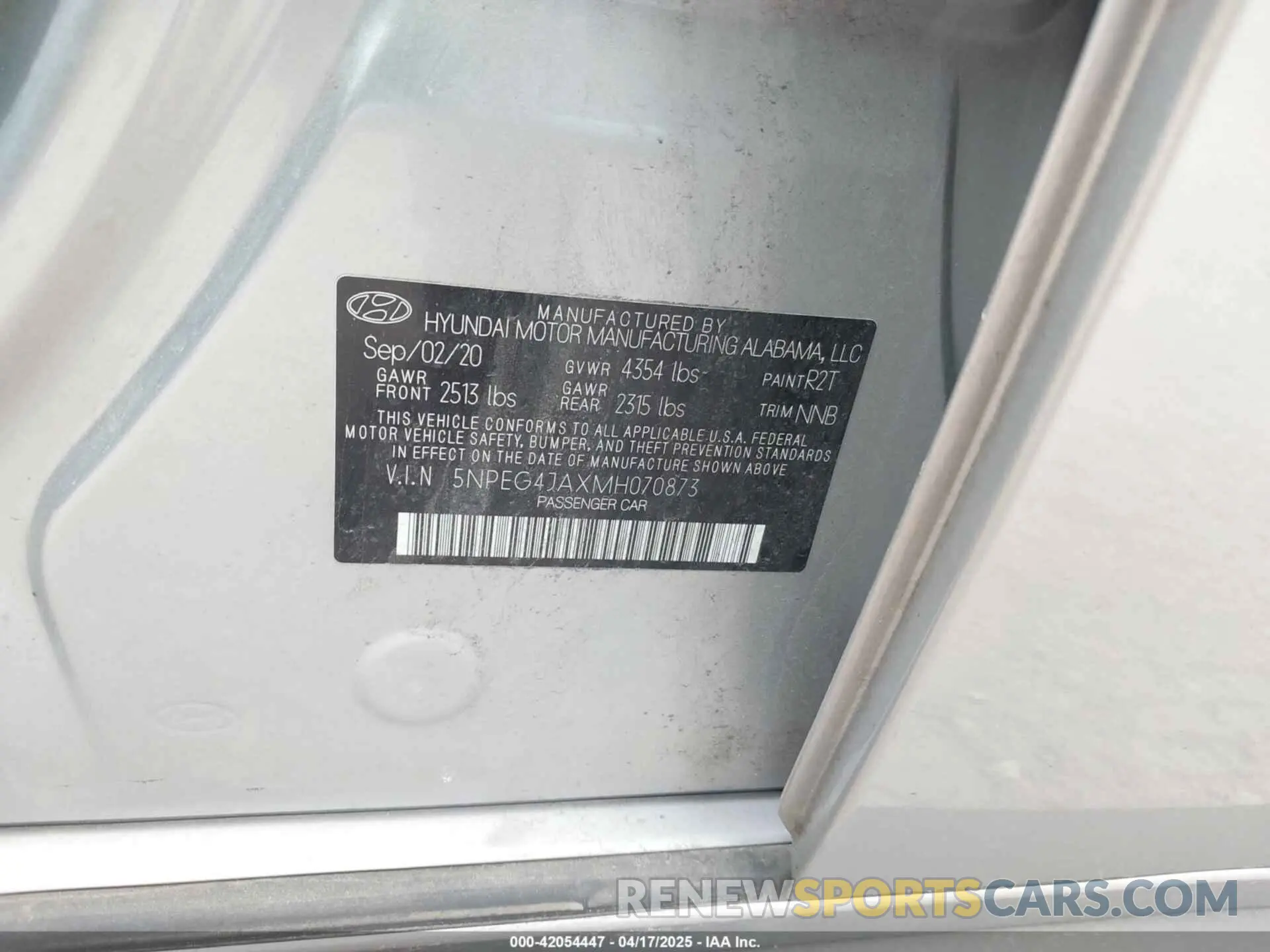 9 Photograph of a damaged car 5NPEG4JAXMH070873 HYUNDAI SONATA 2021