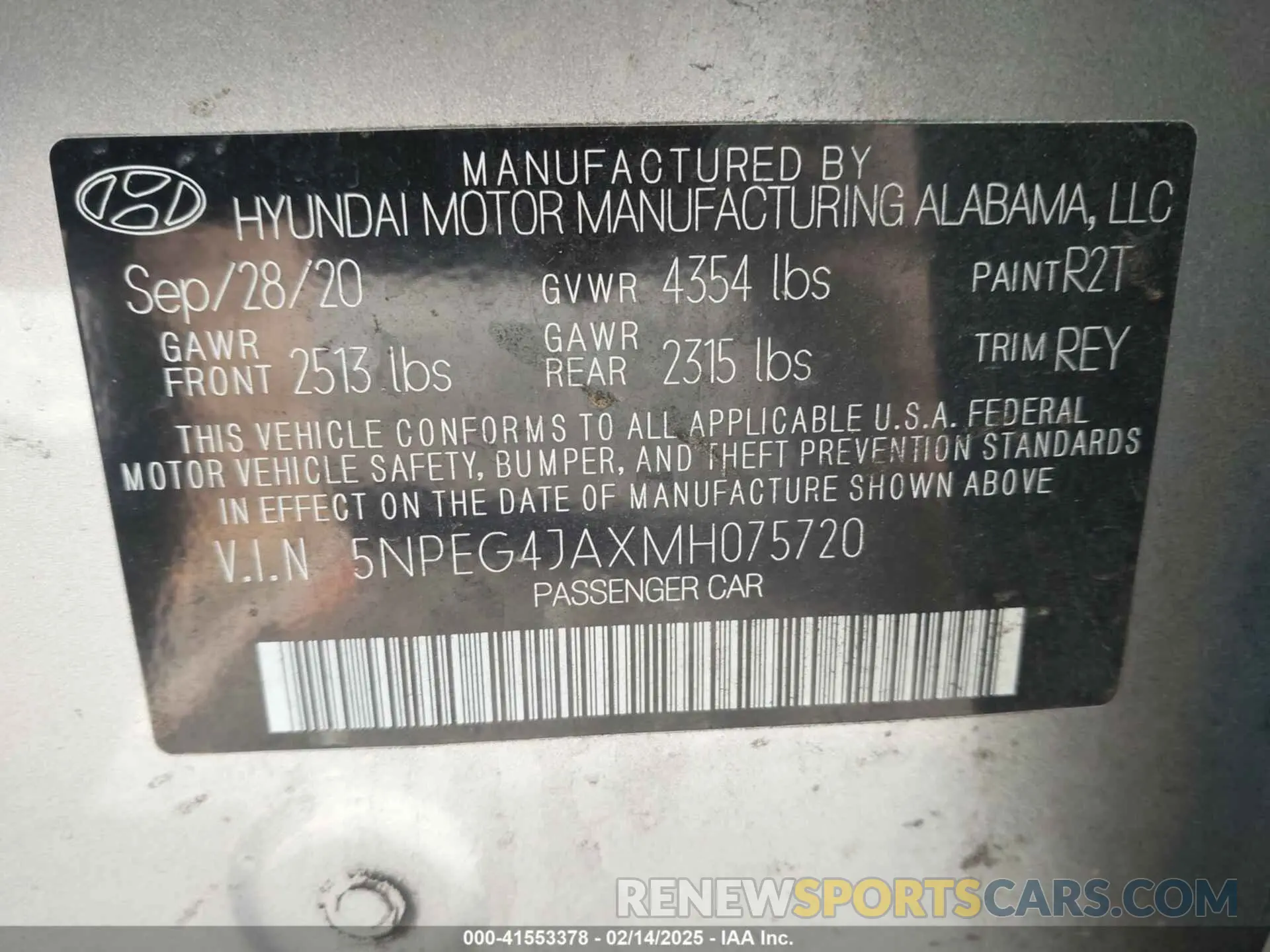 9 Photograph of a damaged car 5NPEG4JAXMH075720 HYUNDAI SONATA 2021