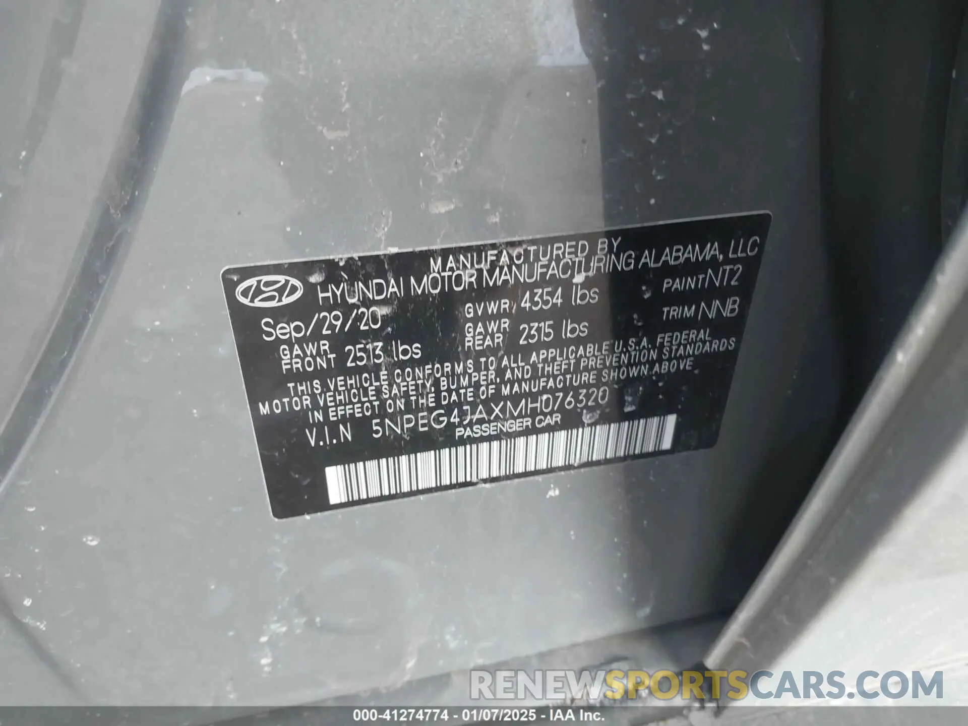 9 Photograph of a damaged car 5NPEG4JAXMH076320 HYUNDAI SONATA 2021