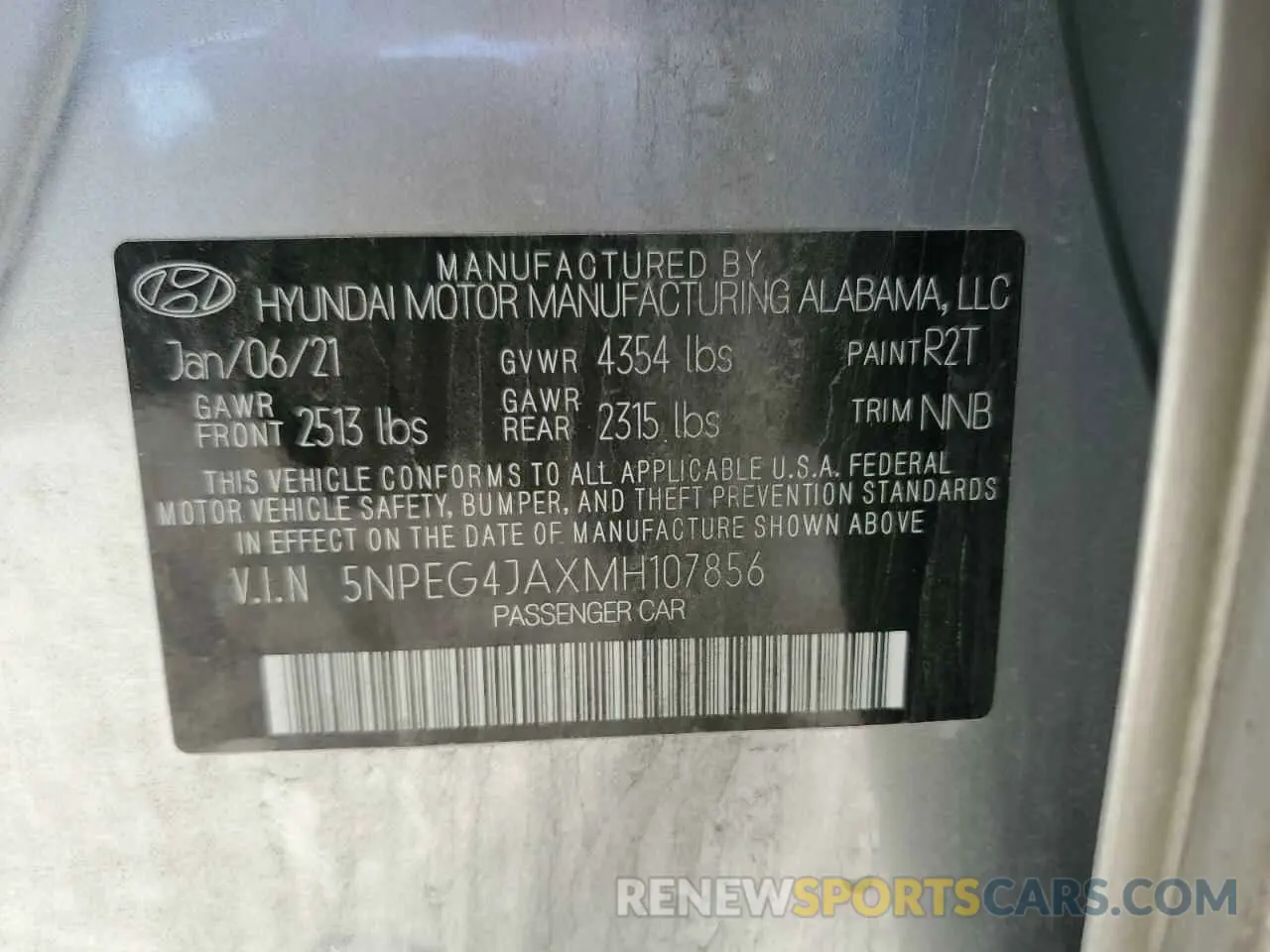 14 Photograph of a damaged car 5NPEG4JAXMH107856 HYUNDAI SONATA 2021