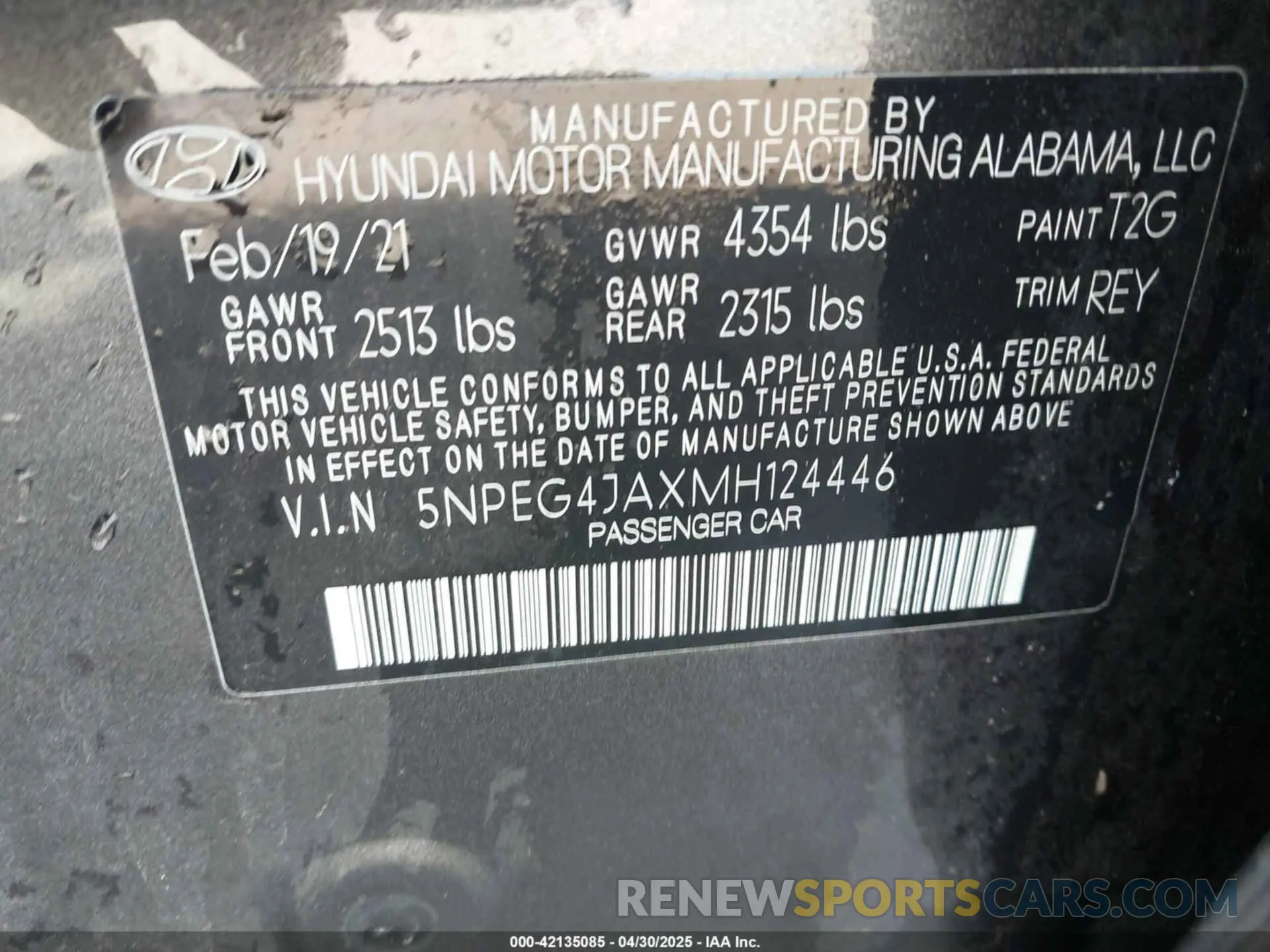 9 Photograph of a damaged car 5NPEG4JAXMH124446 HYUNDAI SONATA 2021