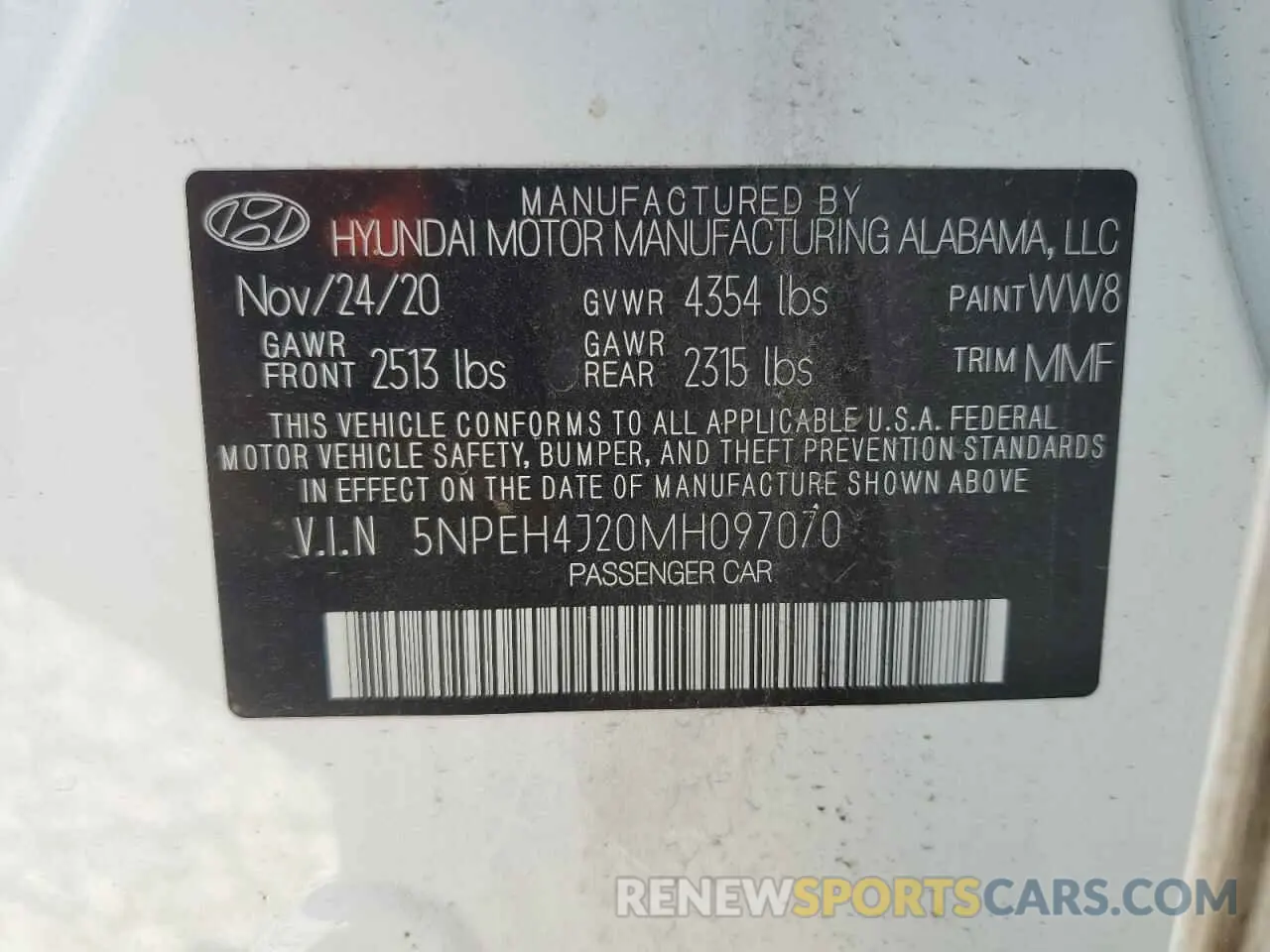 15 Photograph of a damaged car 5NPEH4J20MH097070 HYUNDAI SONATA 2021